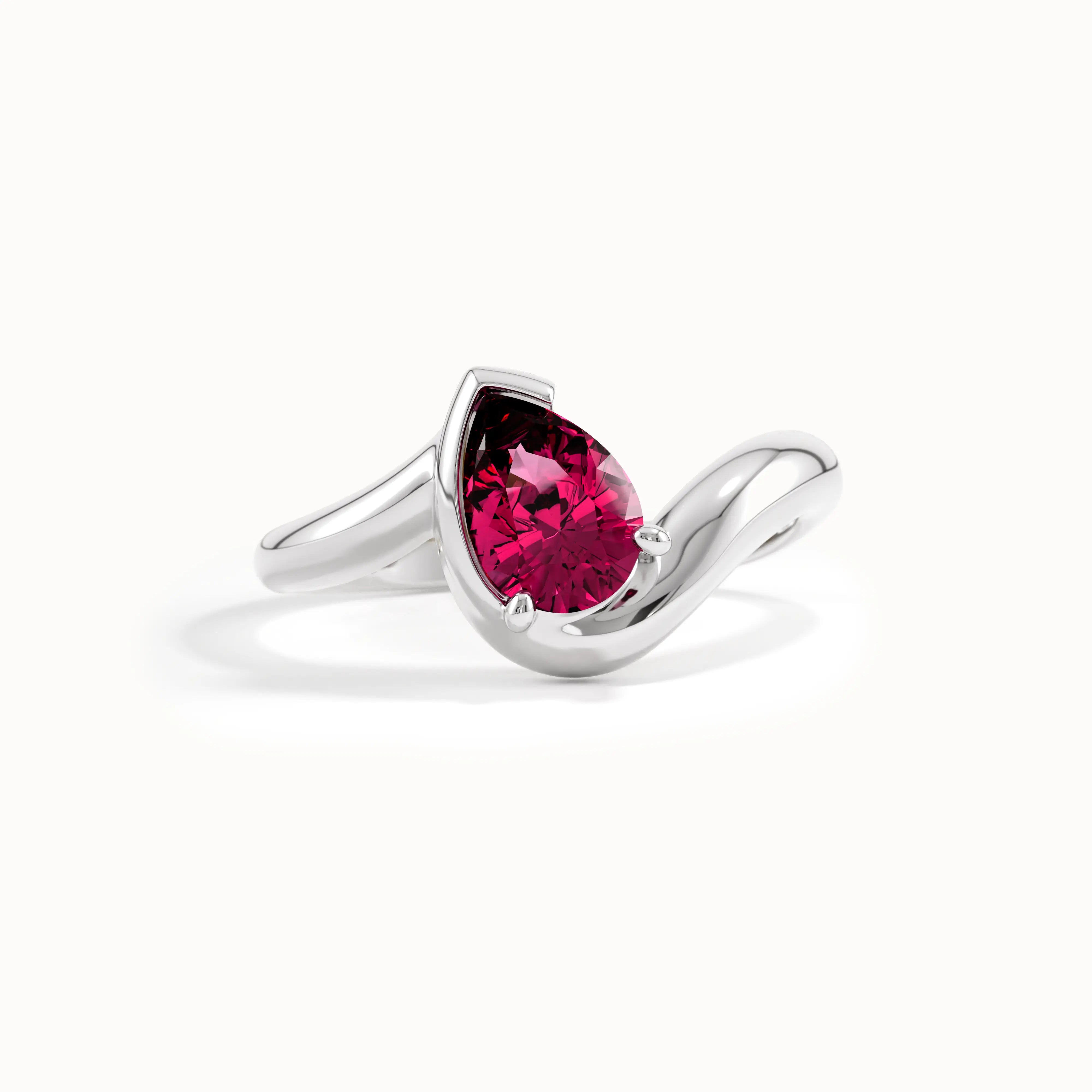 Solo Pear Ruby Wavy Ring