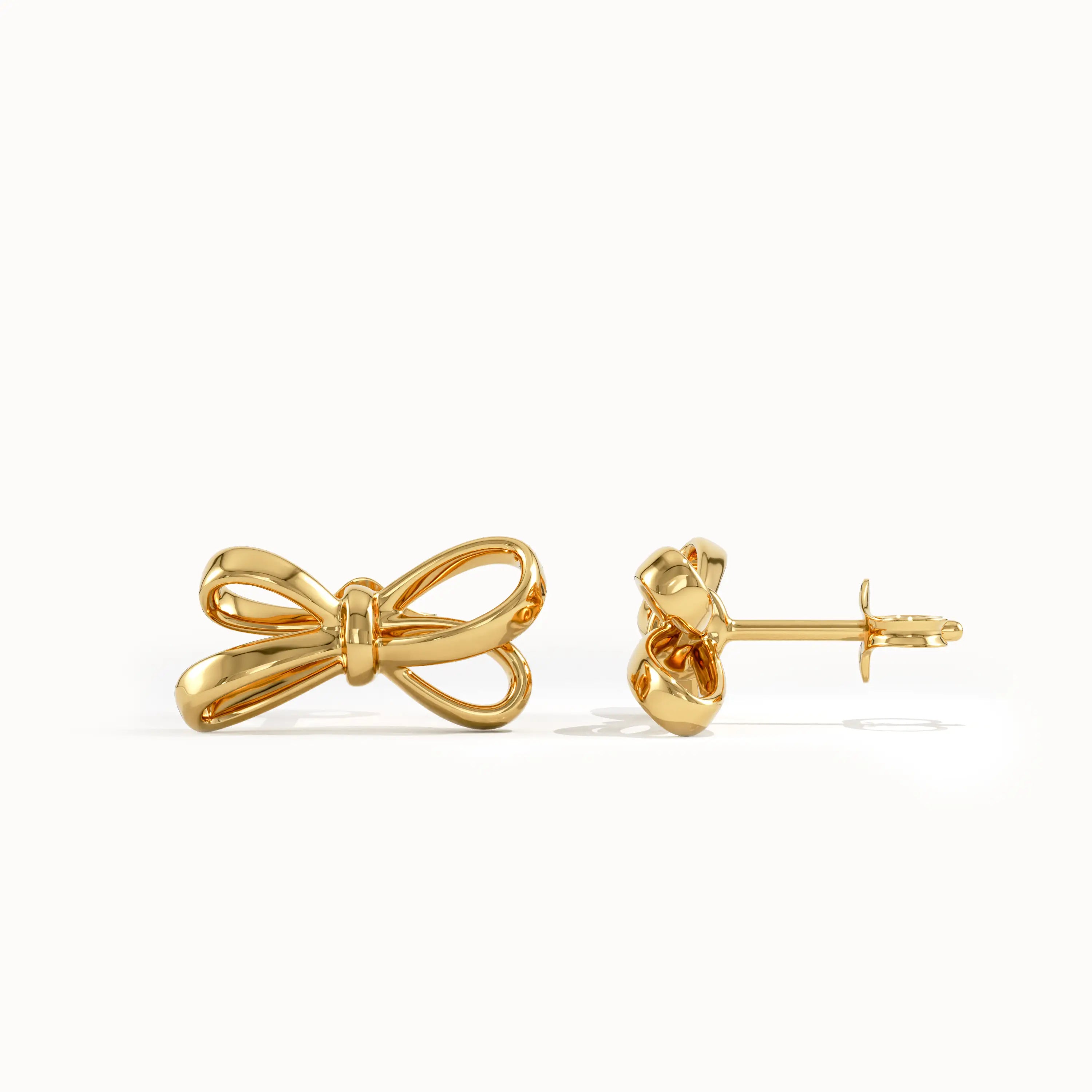 Simple Ribbon Studs in Gold - BRENNMORE 