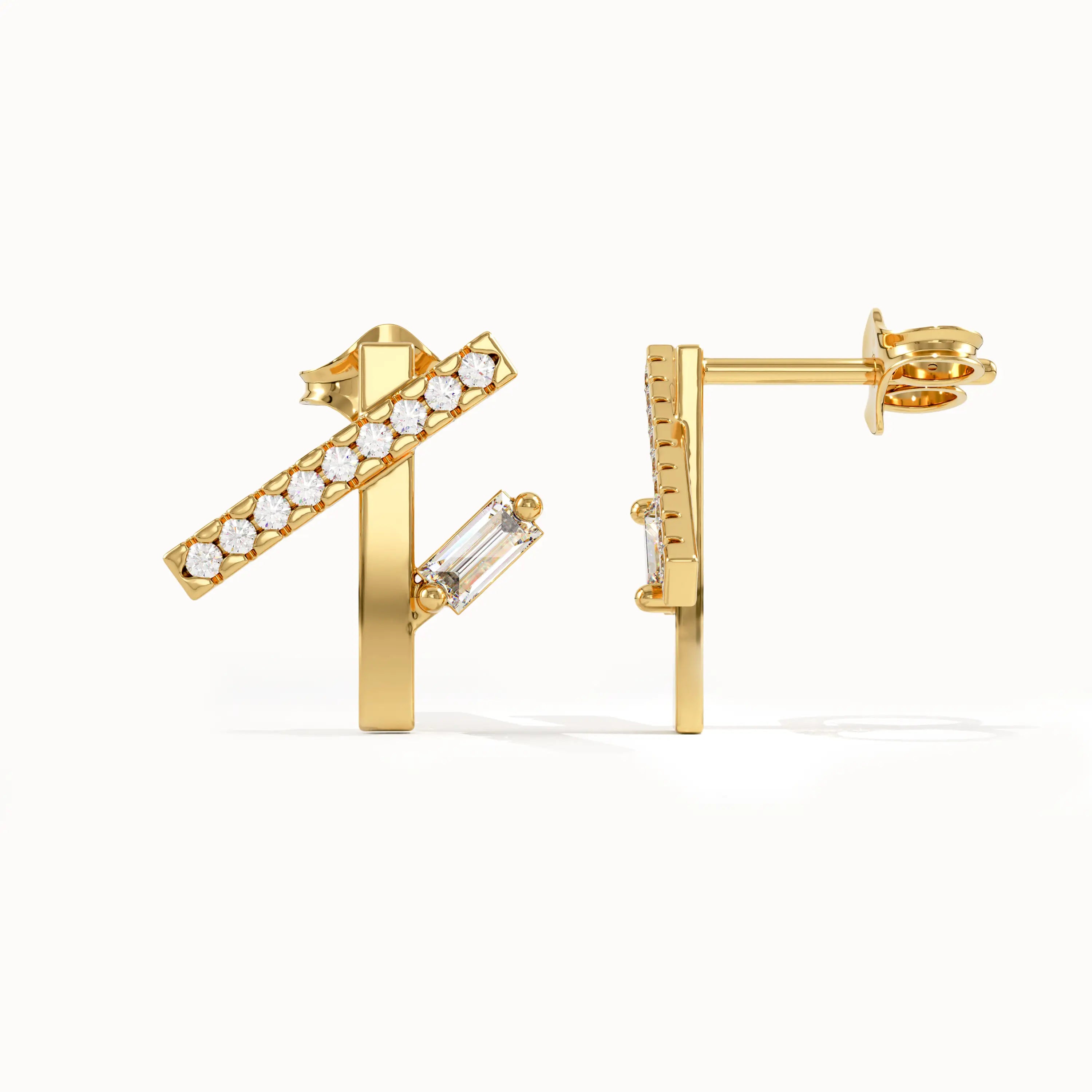 Line Studs in Gold - BRENNMORE 