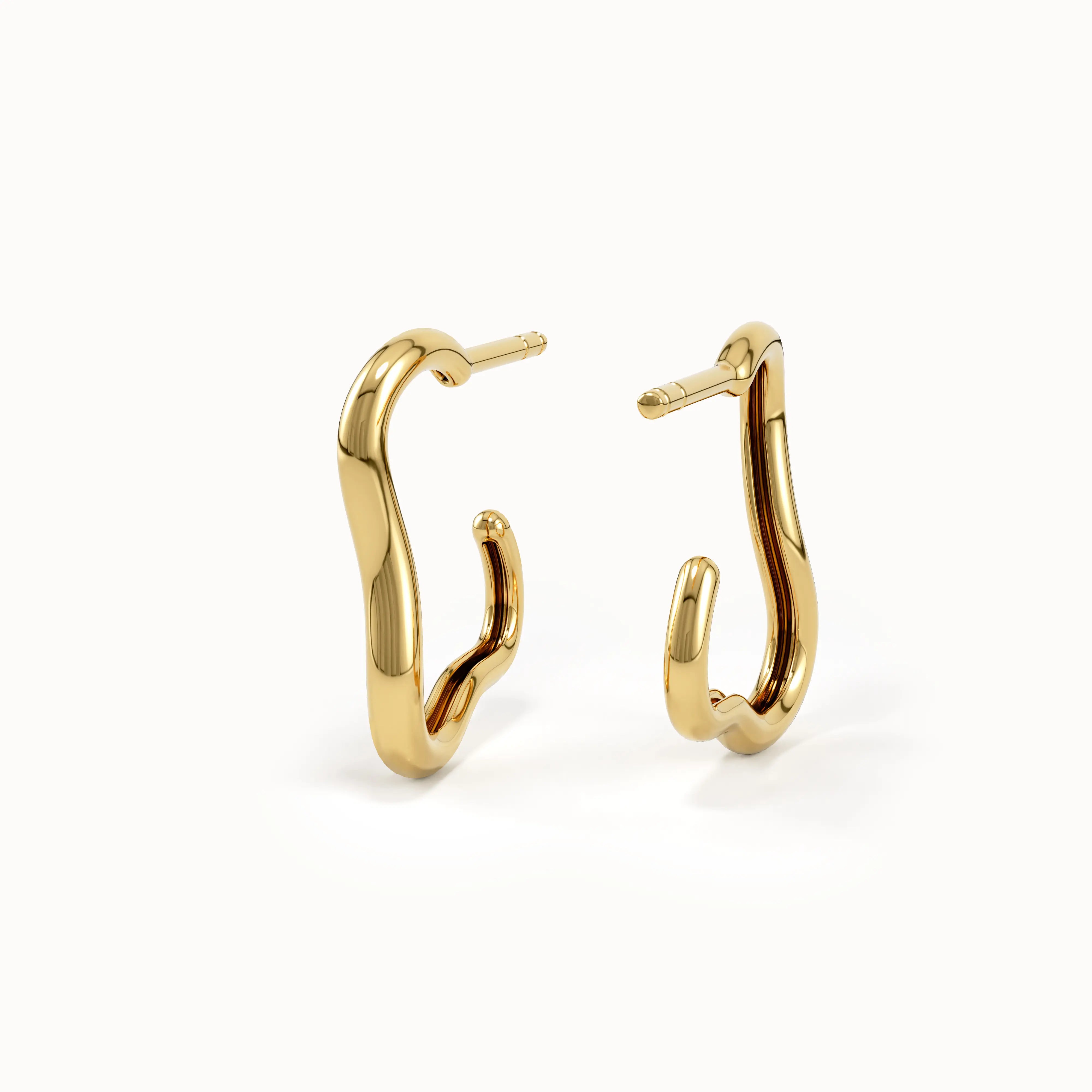 Abstract Shaped Gold Studs - BRENNMORE