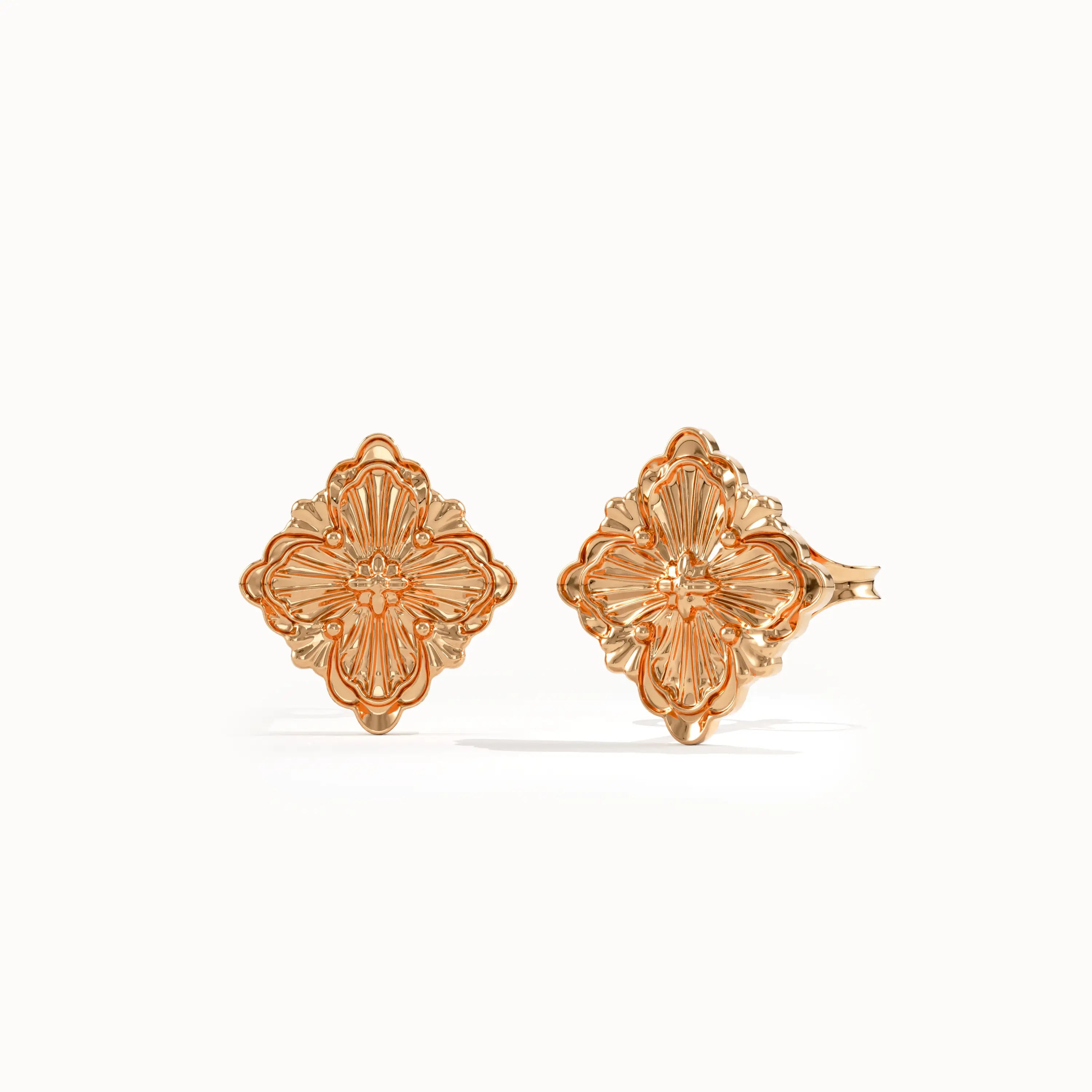 Vintage Clover Studs in Gold - BRENNMORE 