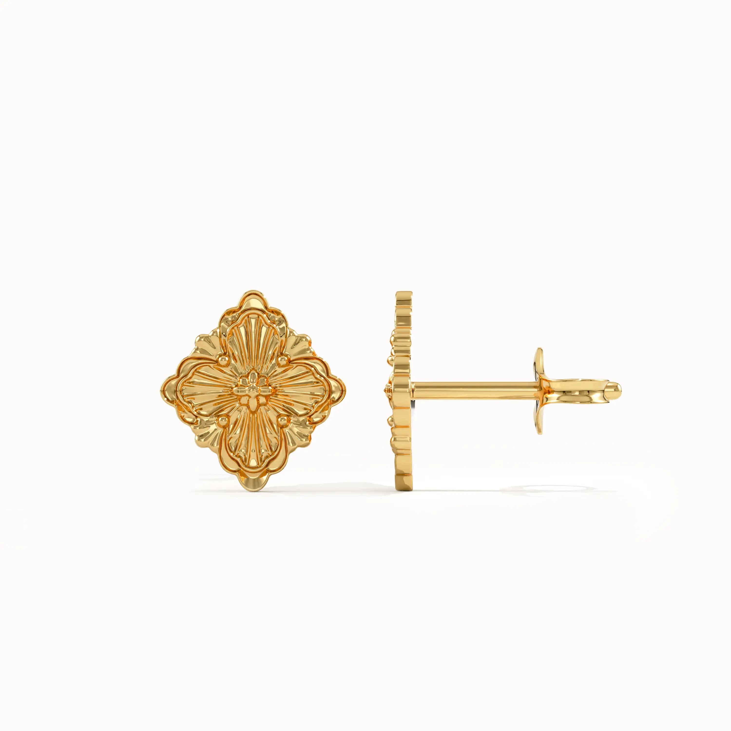 Vintage Clover Studs in Gold - BRENNMORE 