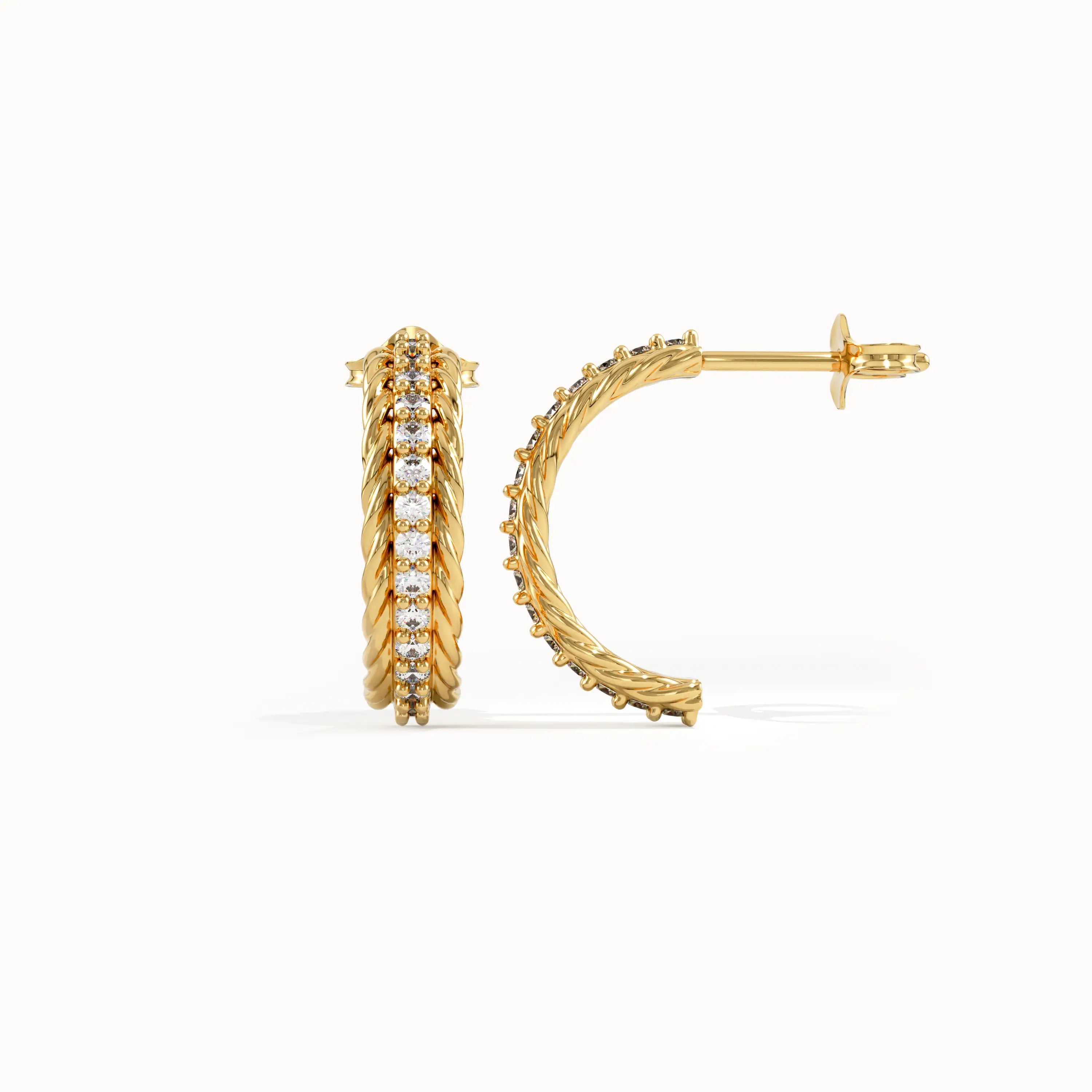 Pave Rope Studs in Gold - BRENNMORE 