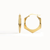 14k Gold Hexagon Hoops for Women - BRENNMORE 
