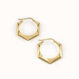 14k Gold Hexagon Hoops for Women