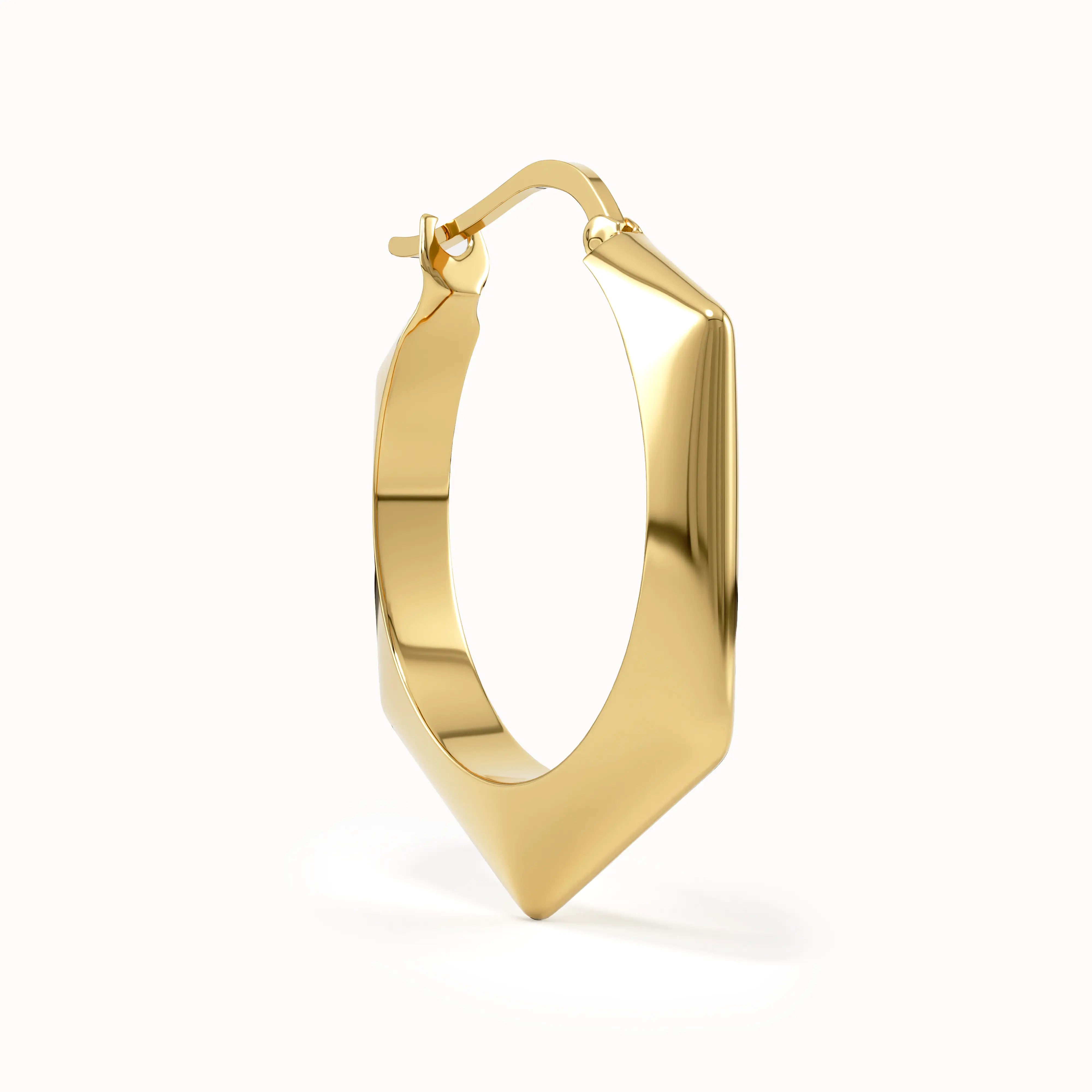 14k Gold Hexagon Hoops for Women - BRENNMORE