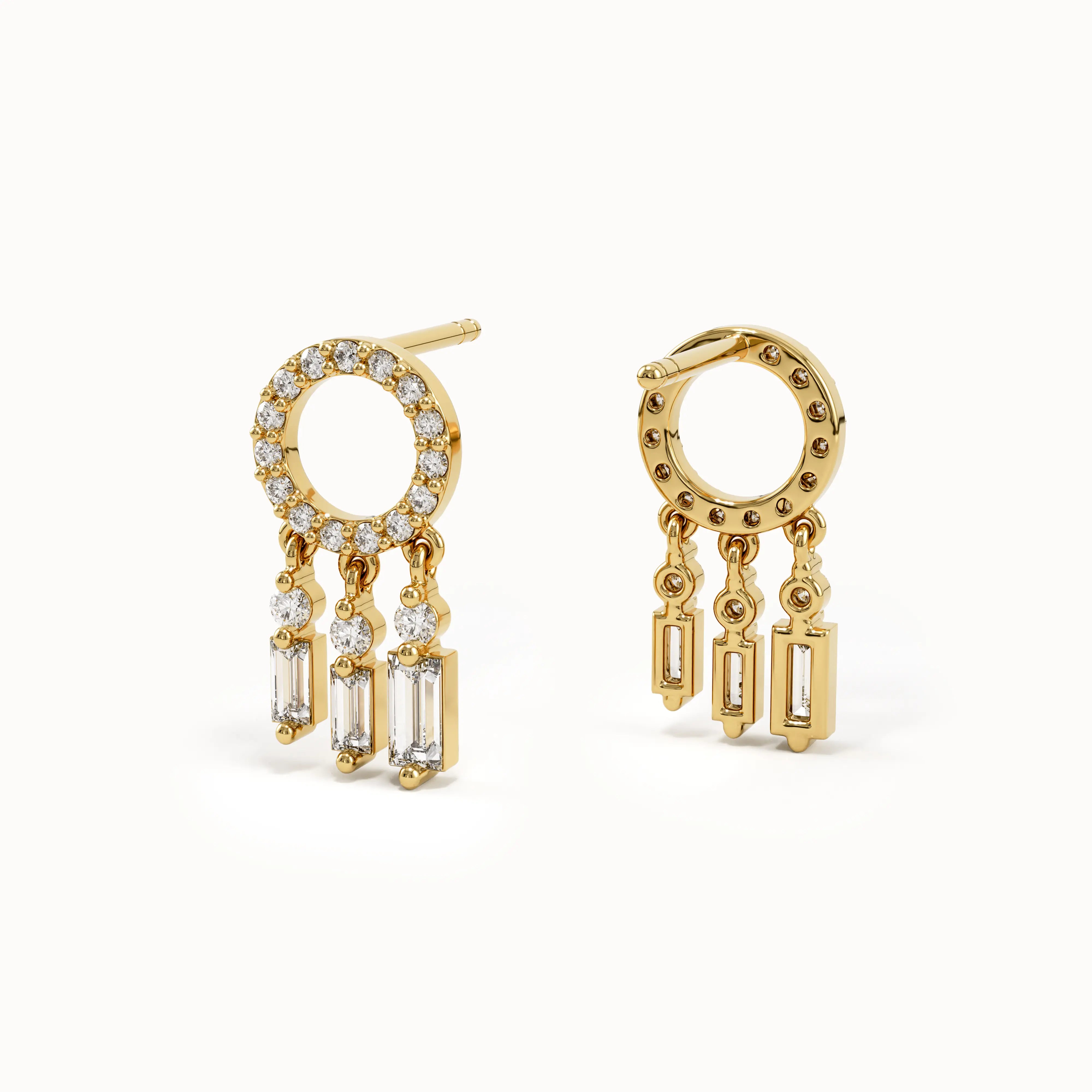 Gold Dangling Dreamcatcher Studs - BRENNMORE