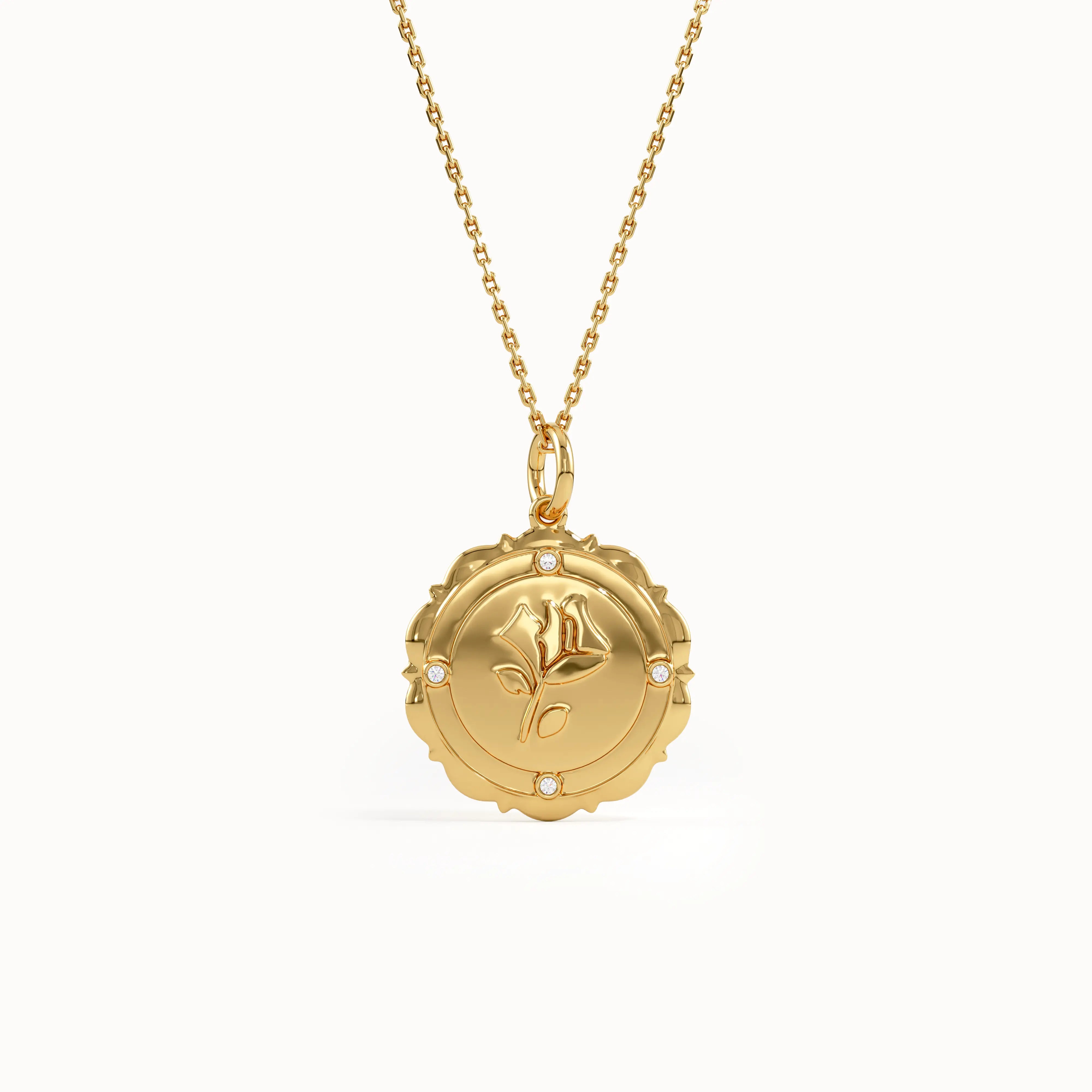 Gold Rose Pendant Necklace - BRENNMORE 