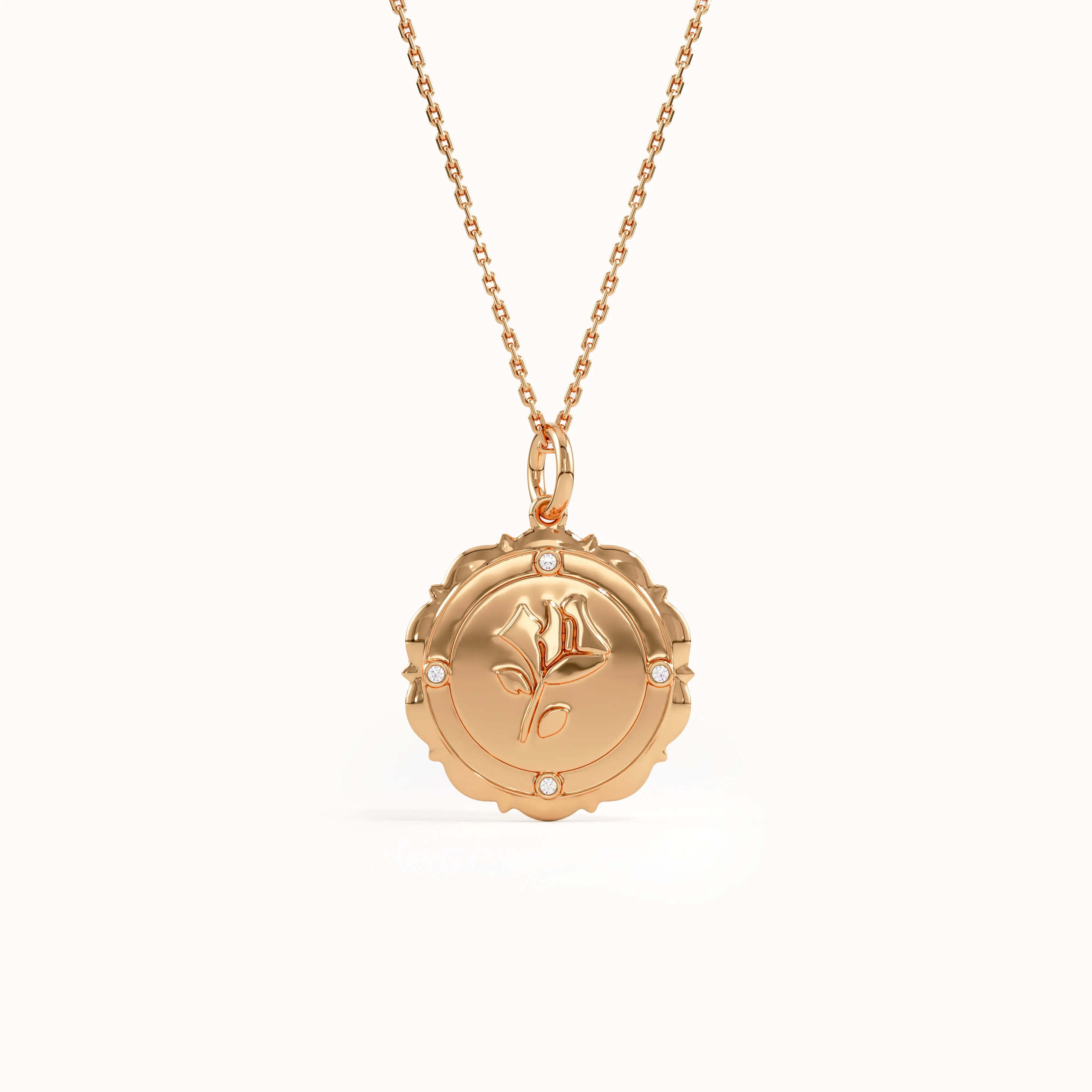 Gold Rose Pendant Necklace - BRENNMORE 