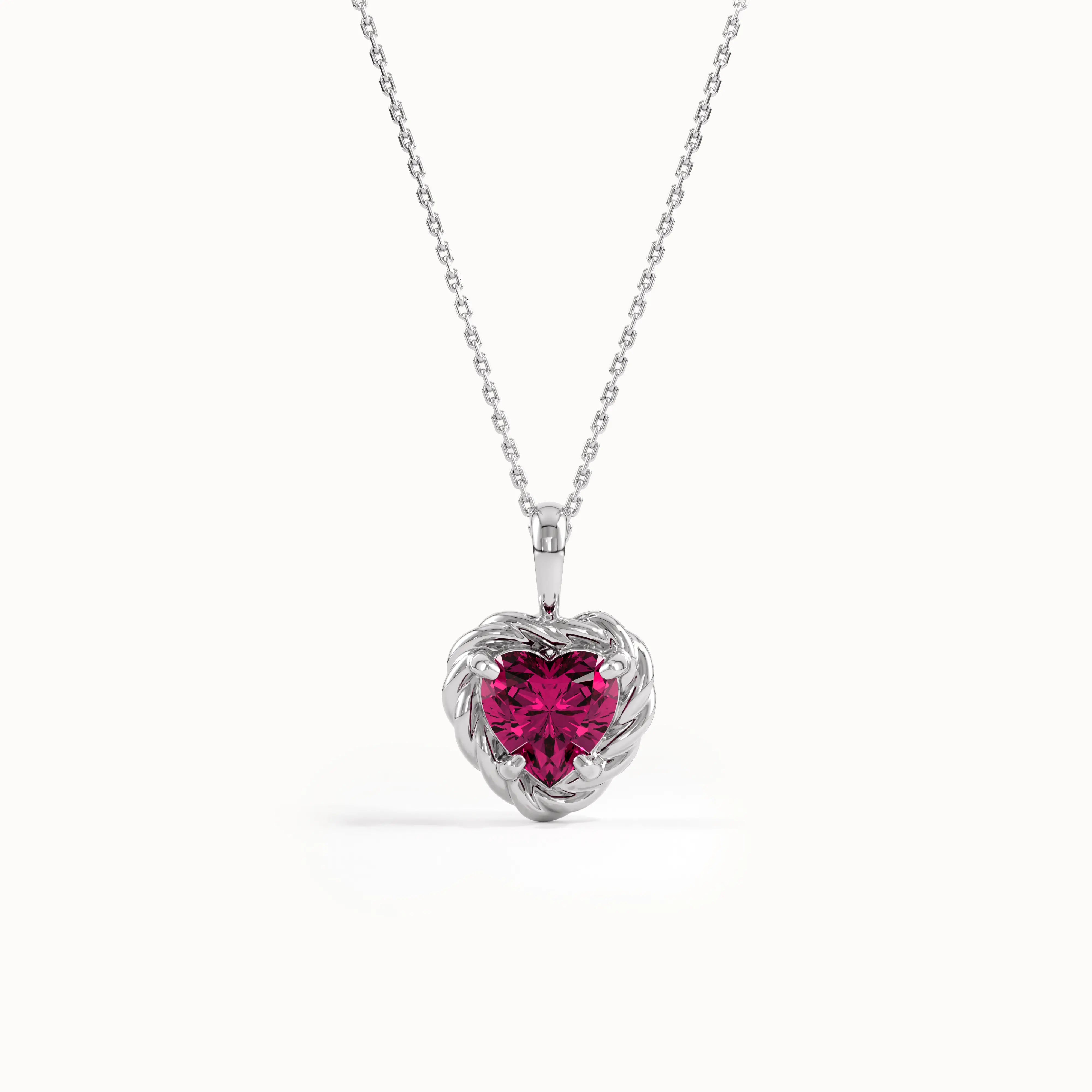 Ruby Heart Necklace in Gold