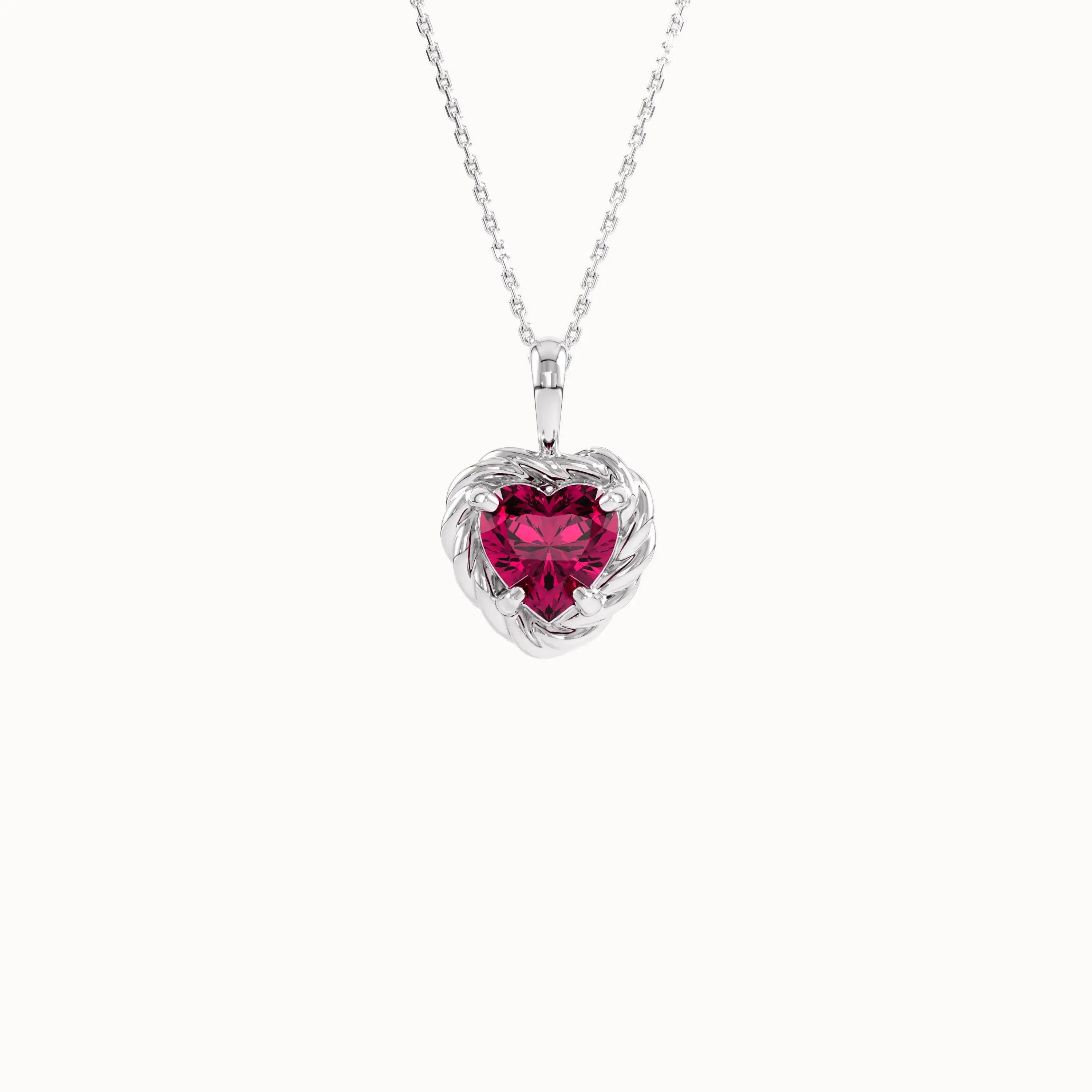 Ruby Heart Necklace in Gold - BRENNMORE 