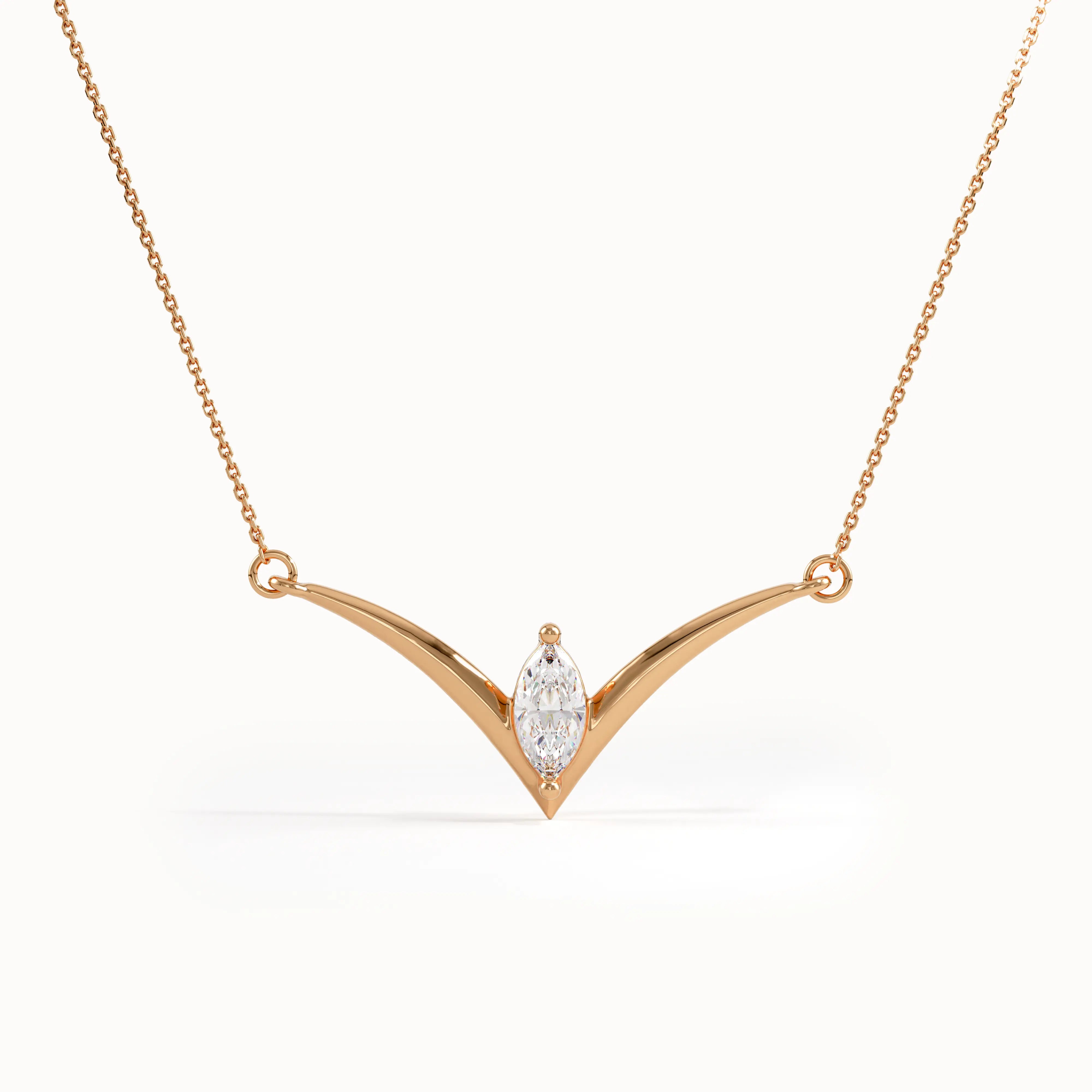 Unique Marquise Gold Necklace - BRENNMORE 