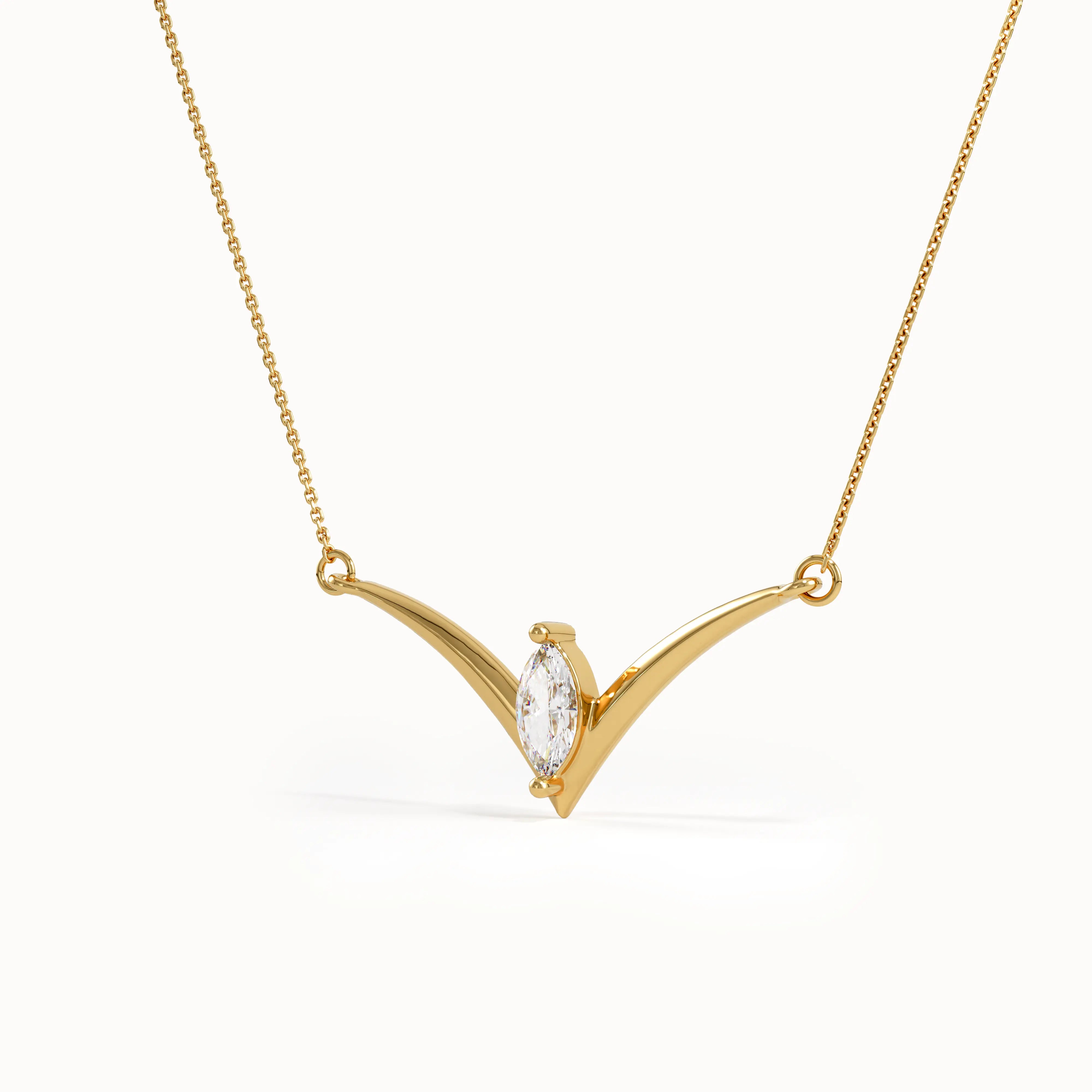 Unique Marquise Gold Necklace - BRENNMORE 