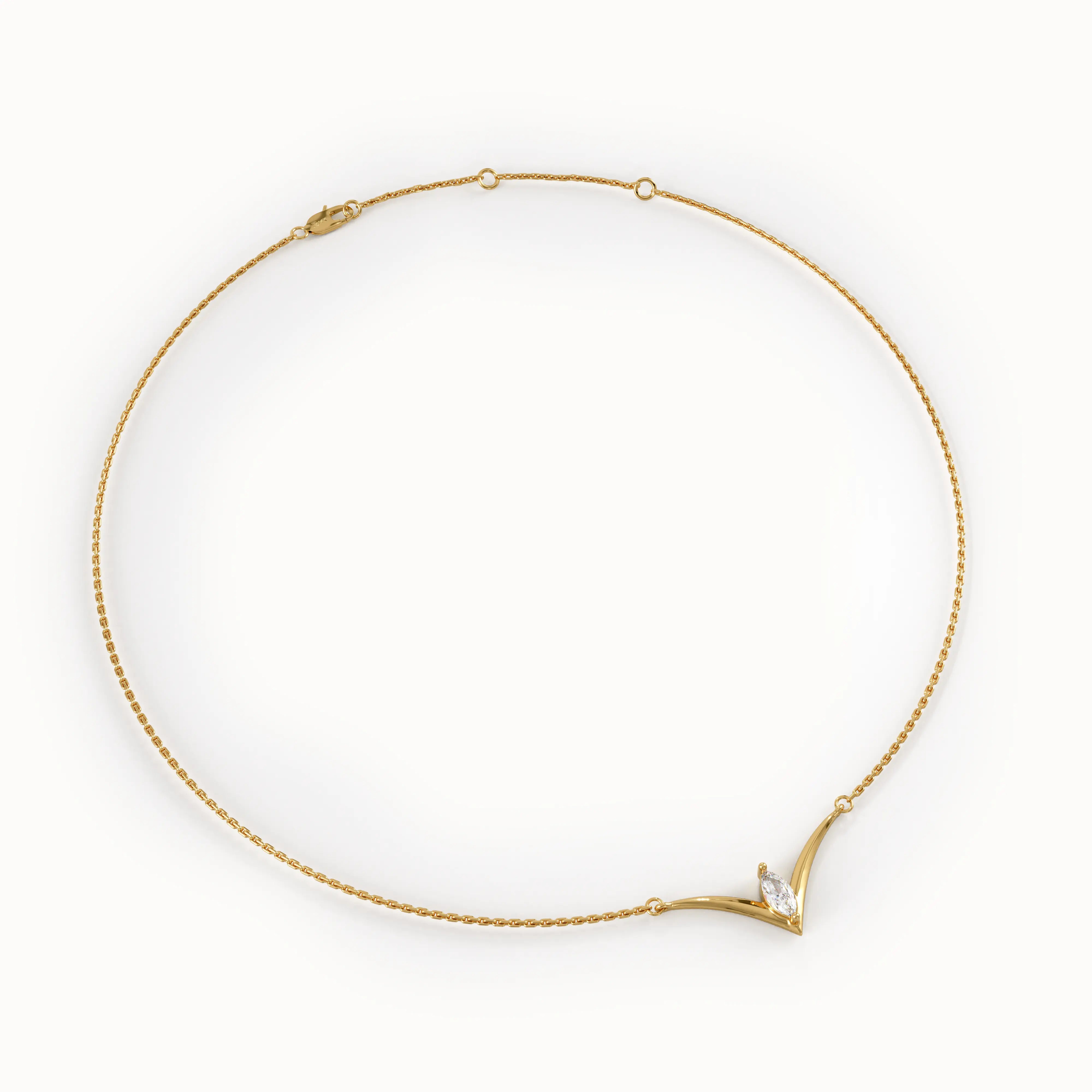 Unique Marquise Gold Necklace - BRENNMORE 