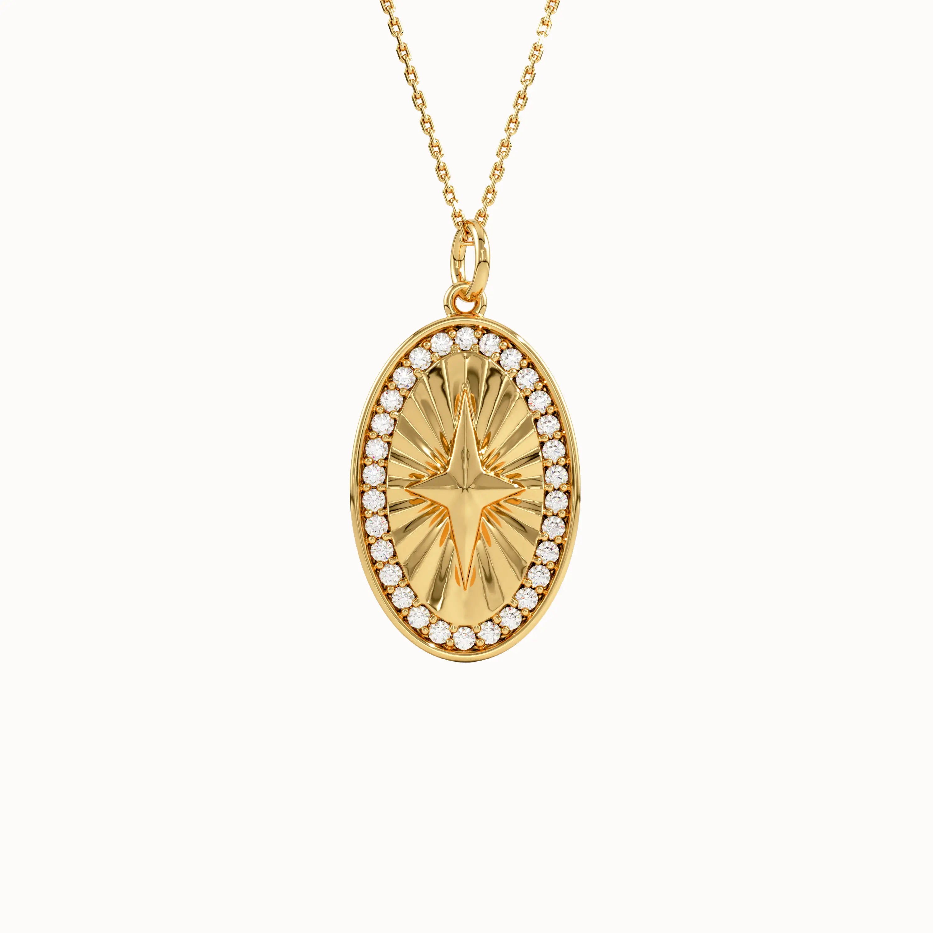 Oval Compass Pendant Necklace - BRENNMORE 