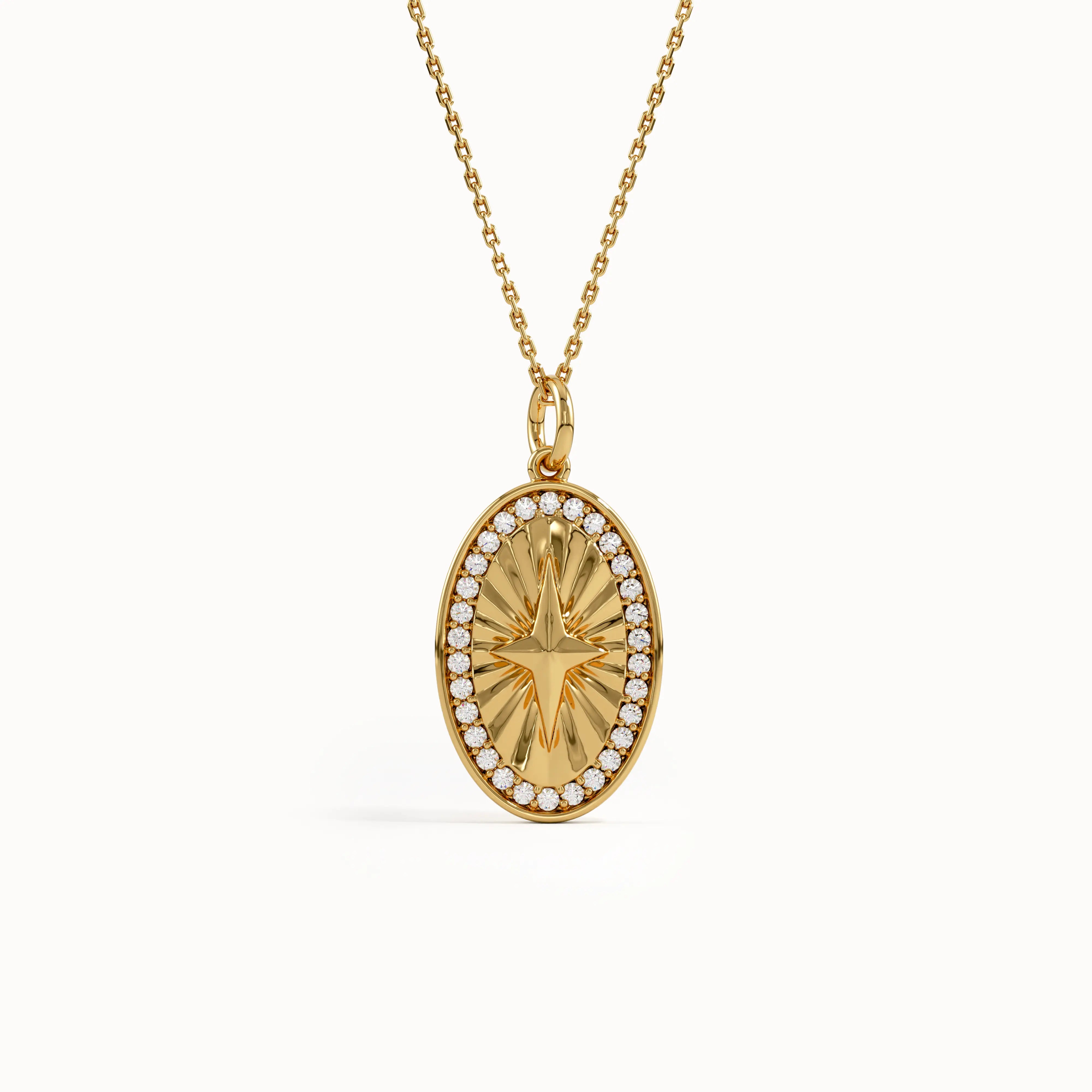 Oval Compass Pendant Necklace - BRENNMORE 
