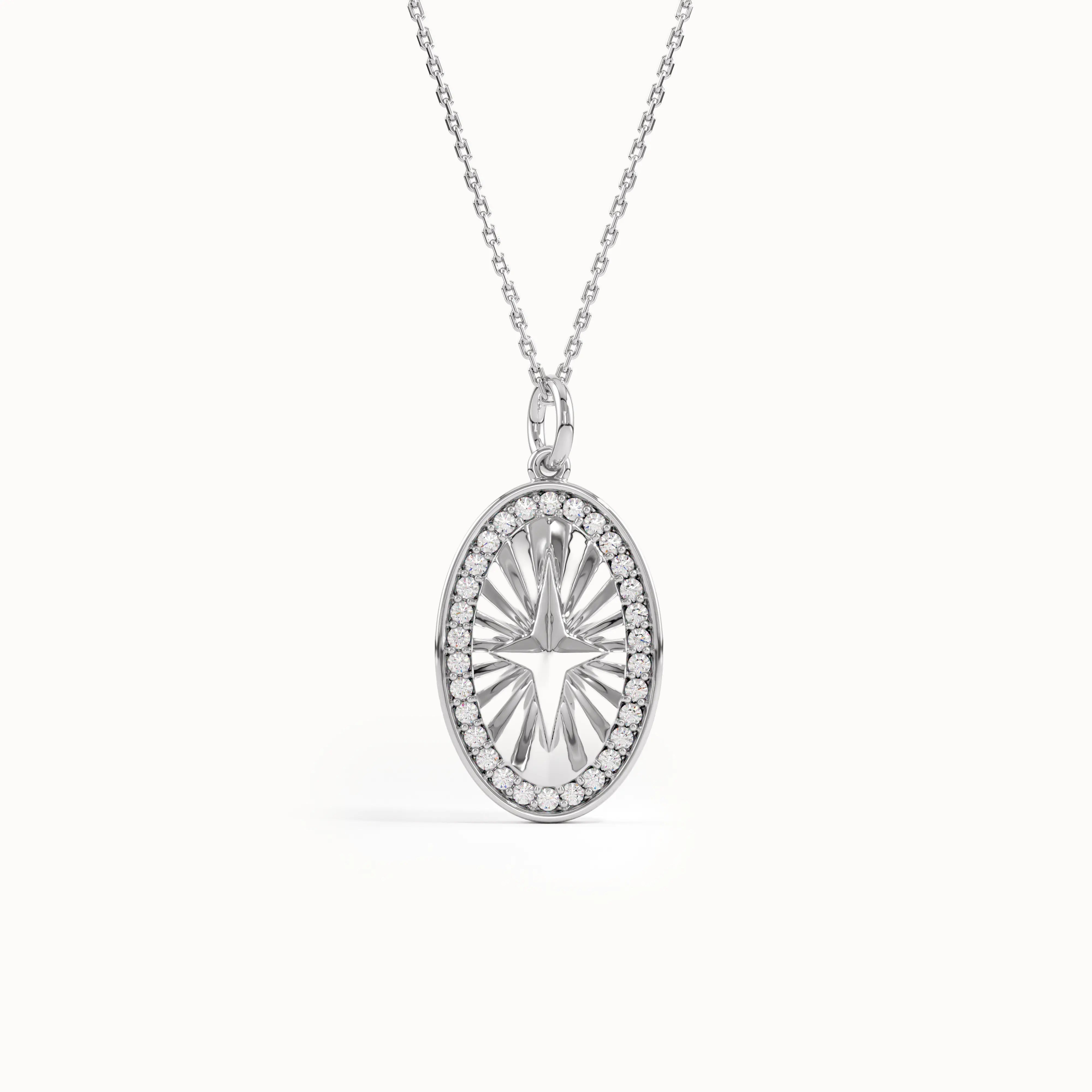 Oval Compass Pendant Necklace - BRENNMORE 
