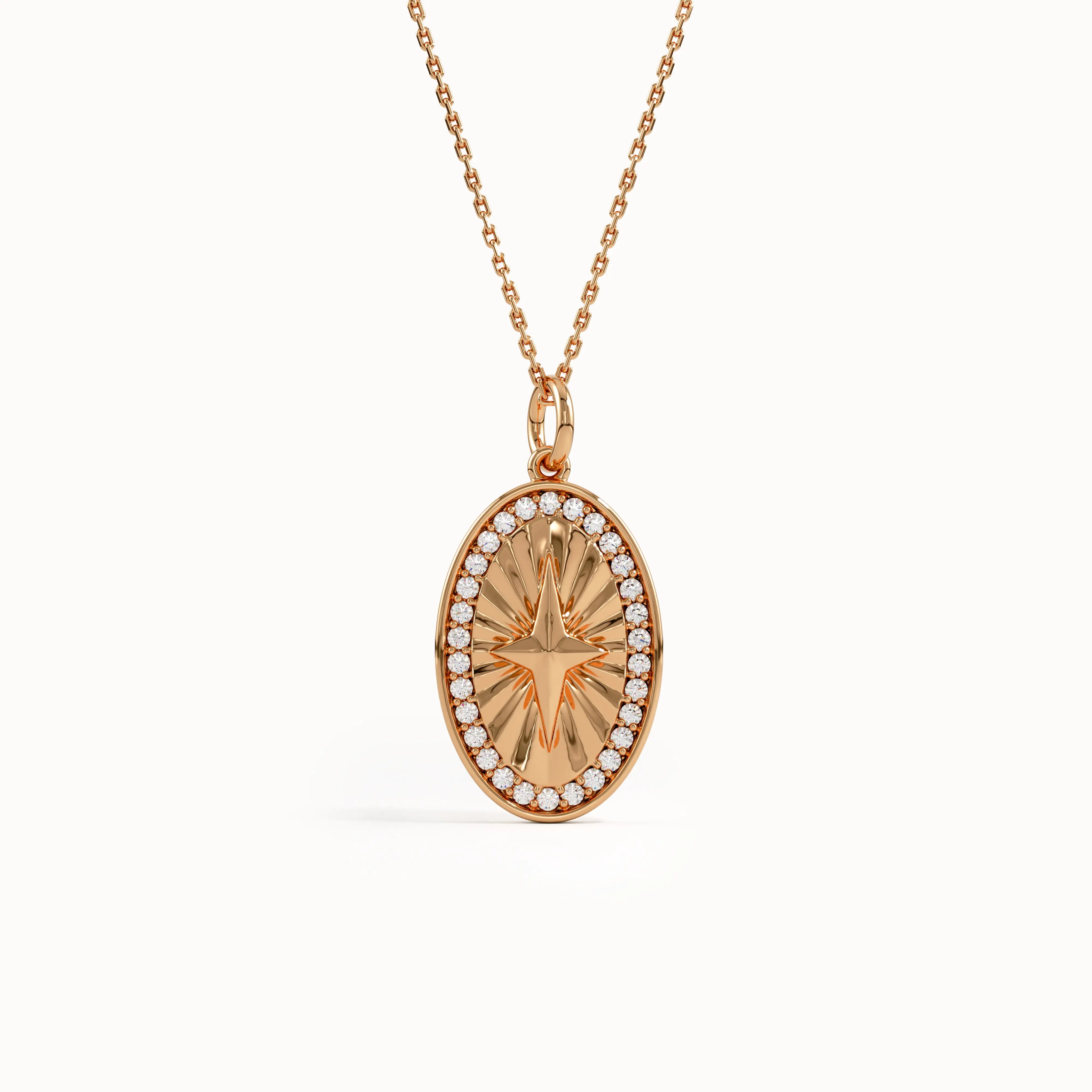 Oval Compass Pendant Necklace - BRENNMORE 
