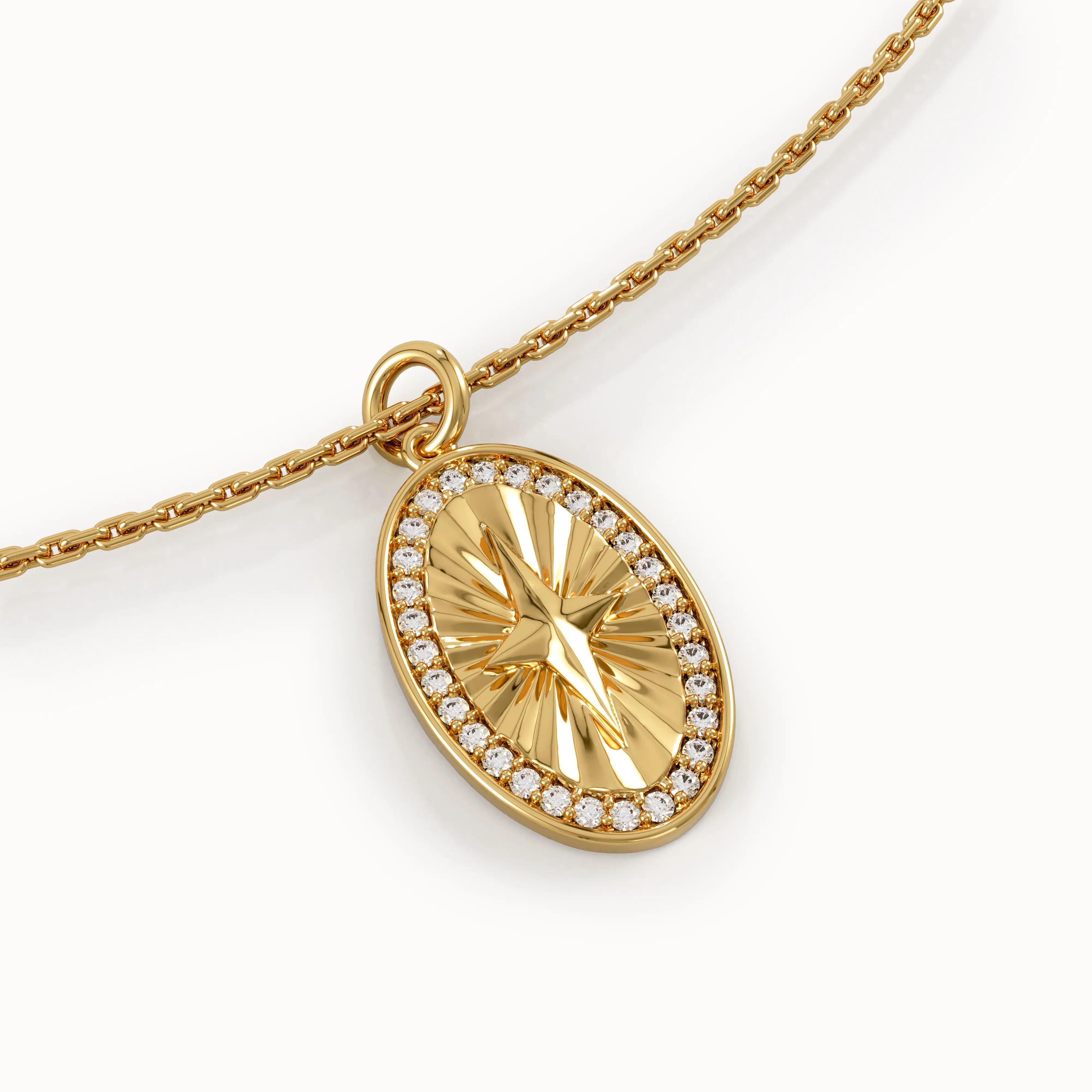 Oval Compass Pendant Necklace - BRENNMORE 