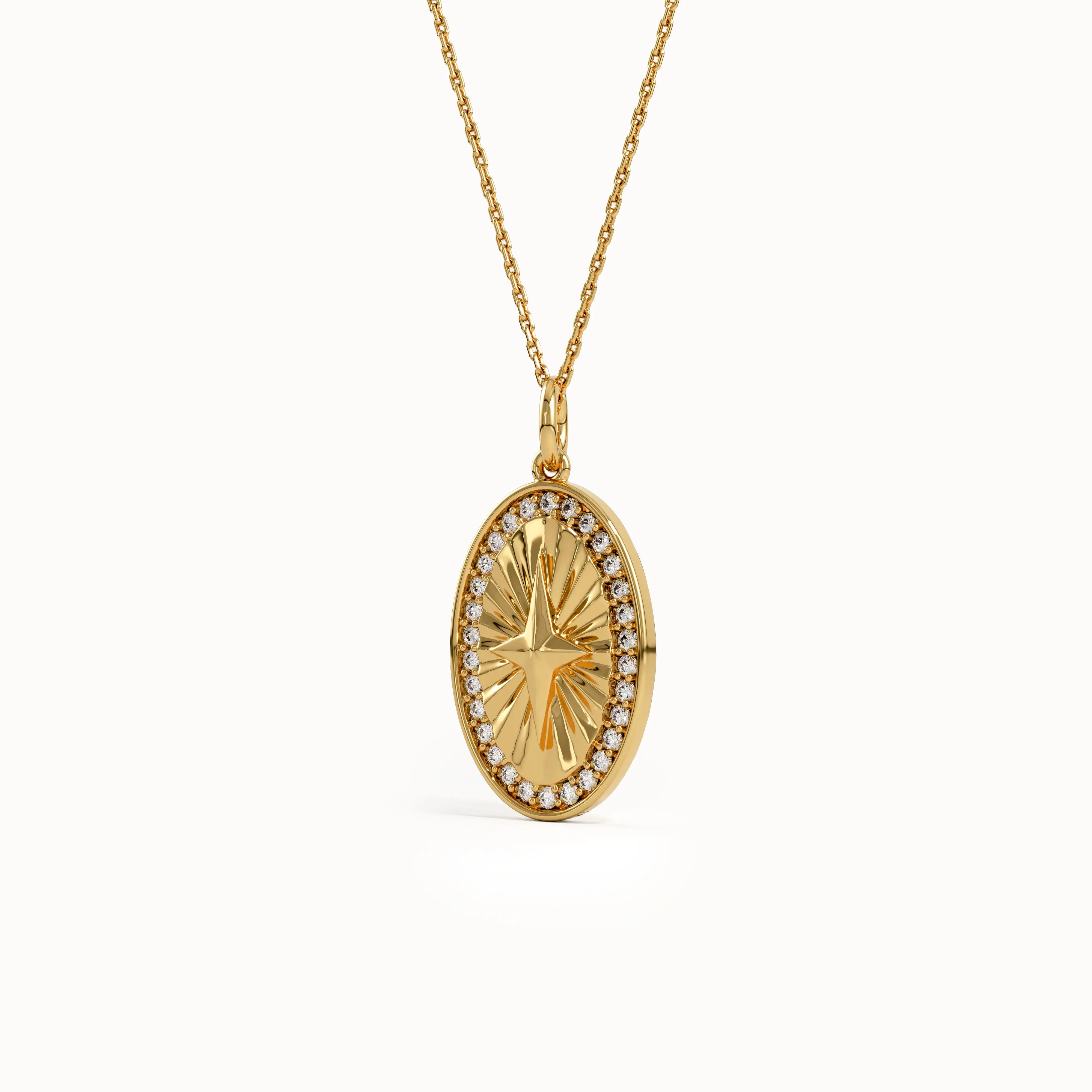 Oval Compass Pendant Necklace - BRENNMORE 