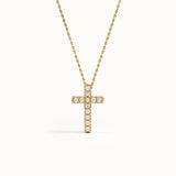 Pave Cross Gold Necklace