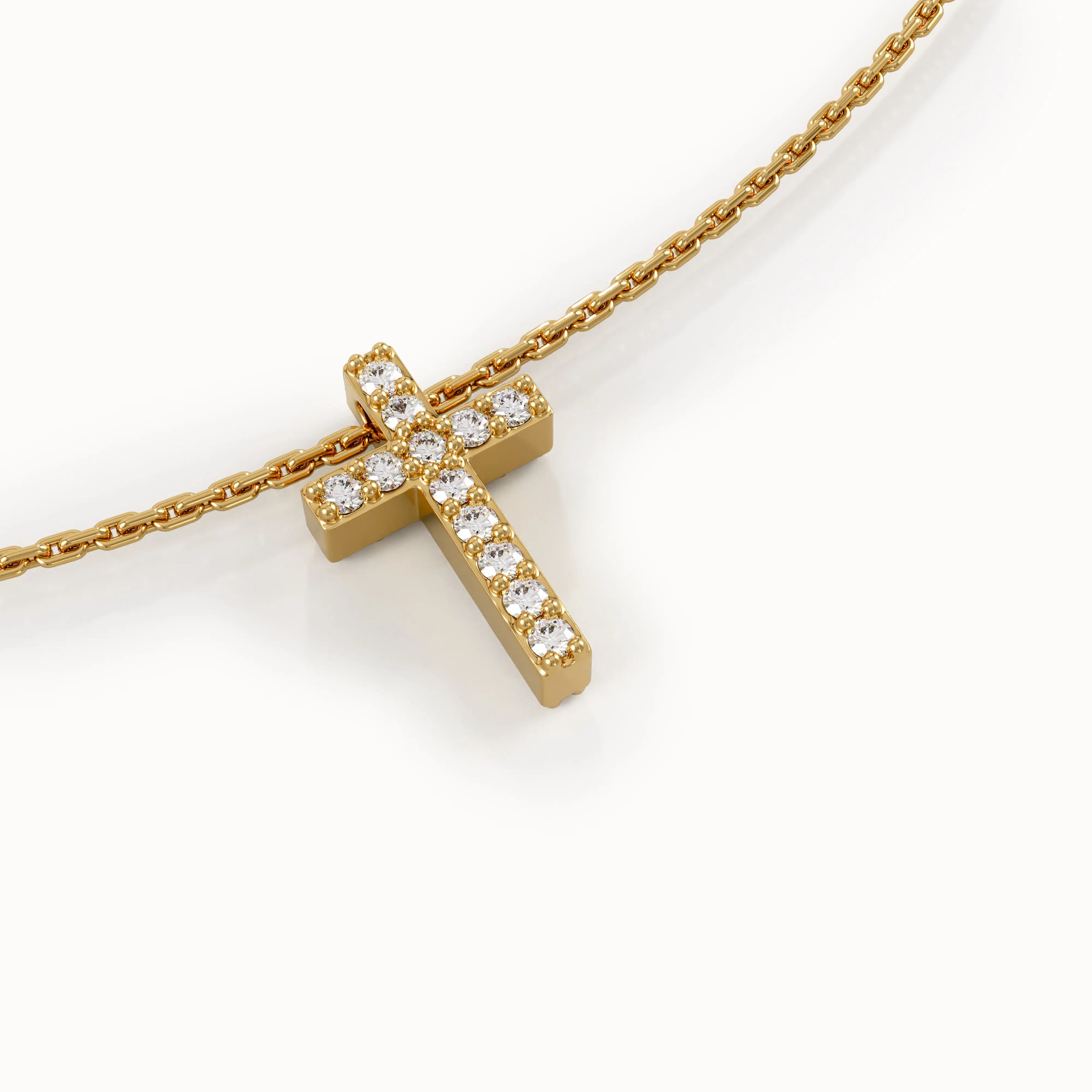 Pave Cross Gold Necklace - BRENNMORE 