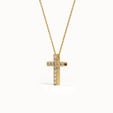 Pave Cross Gold Necklace - BRENNMORE 