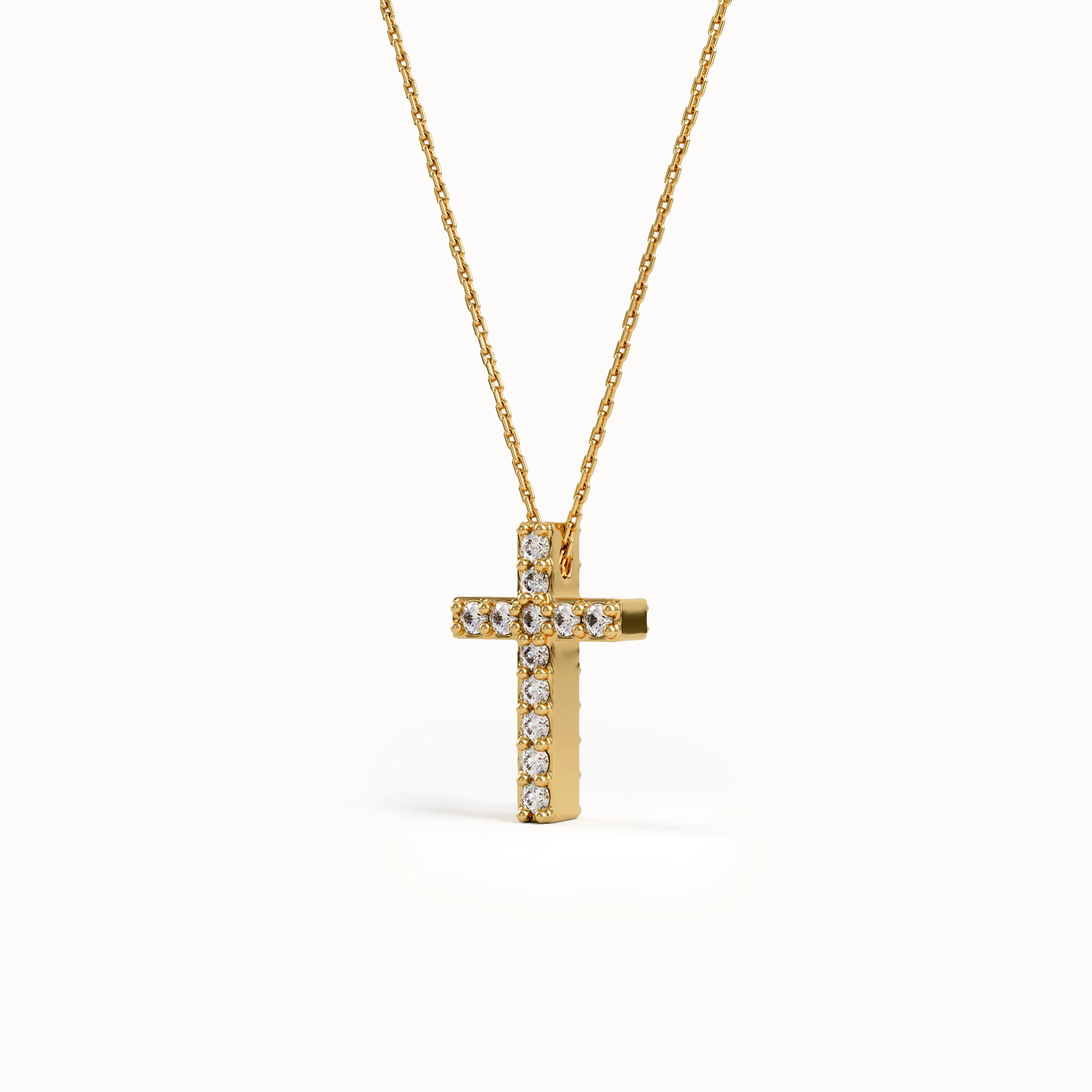 Pave Cross Gold Necklace - BRENNMORE 