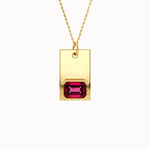 Ruby Birthstone Gold Rectangle Pendant - BRENNMORE 