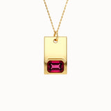 Ruby Birthstone Gold Rectangle Pendant - BRENNMORE 
