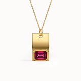 Ruby Birthstone Rectangle Pendant - BRENNMORE 