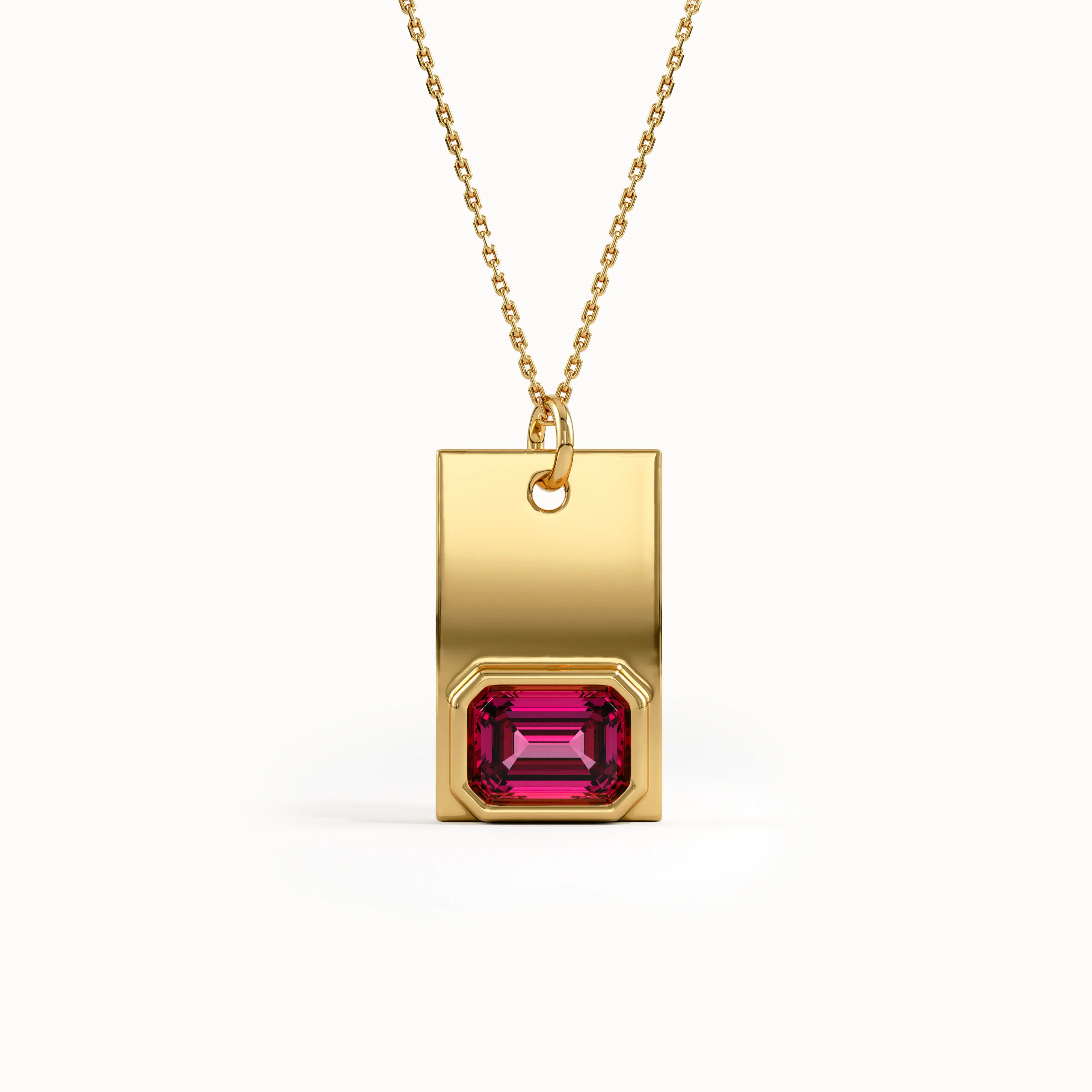 Ruby Birthstone Rectangle Pendant - BRENNMORE 
