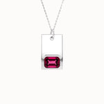 Ruby Birthstone Gold Rectangle Pendant - BRENNMORE 