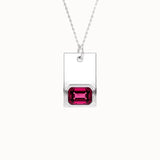 Ruby Birthstone Gold Rectangle Pendant - BRENNMORE 