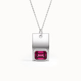 Ruby Birthstone Rectangle Pendant - BRENNMORE 