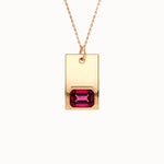 Ruby Birthstone Gold Rectangle Pendant - BRENNMORE 