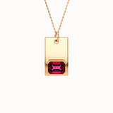Ruby Birthstone Gold Rectangle Pendant - BRENNMORE 