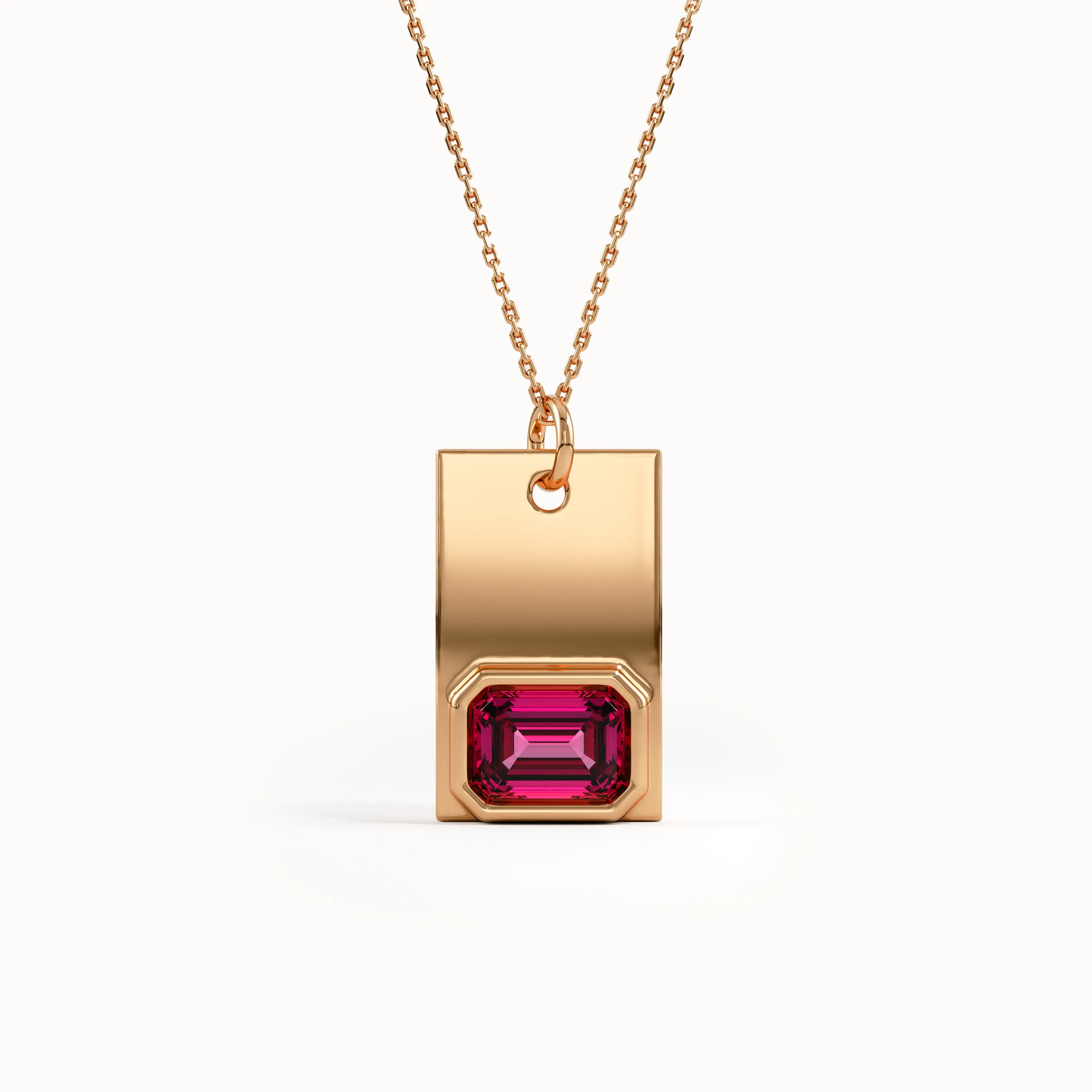 Ruby Birthstone Rectangle Pendant - BRENNMORE 