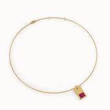 Ruby Birthstone Rectangle Pendant - BRENNMORE 
