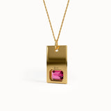 Ruby Birthstone Rectangle Pendant - BRENNMORE 