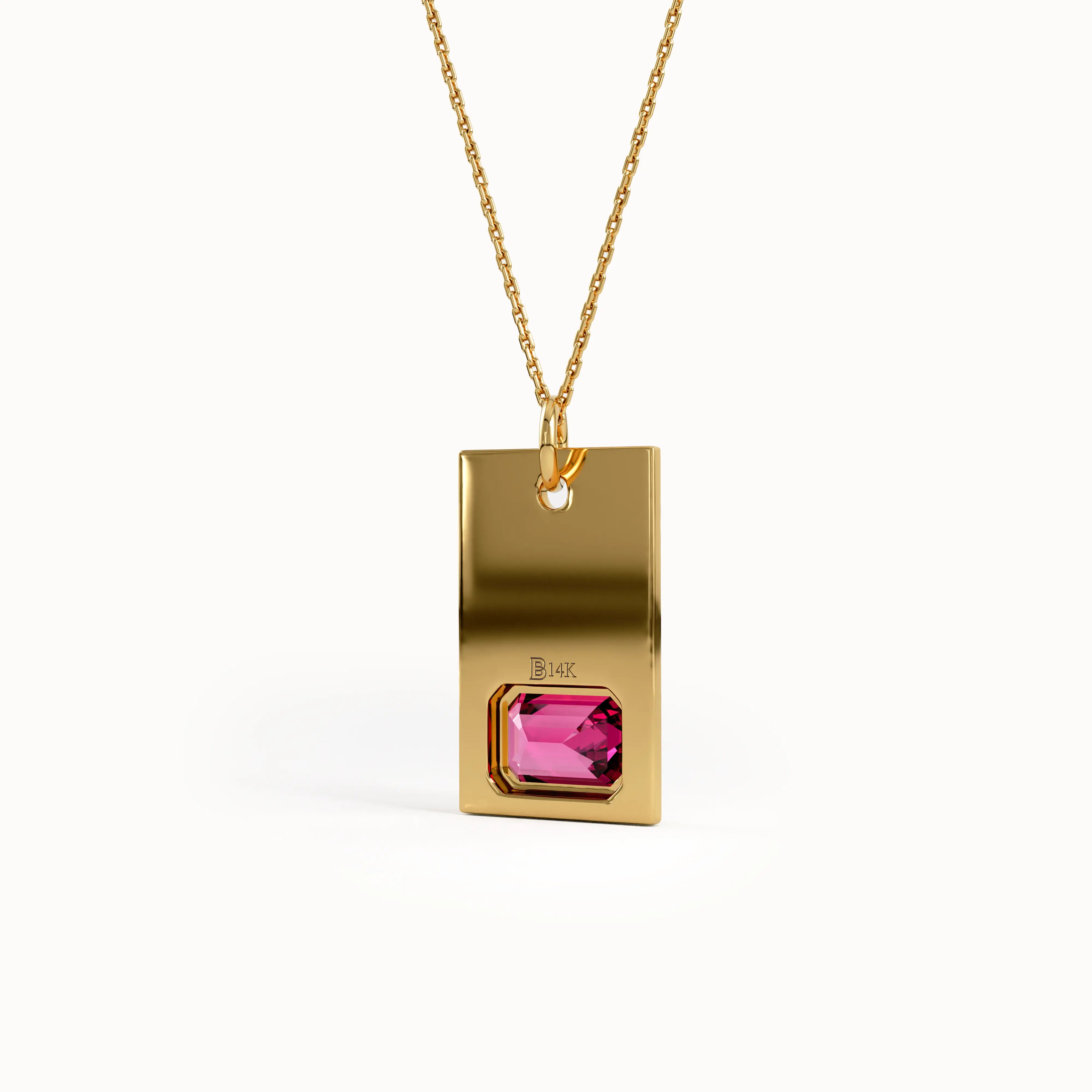 Ruby Birthstone Rectangle Pendant - BRENNMORE 