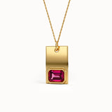 Ruby Birthstone Rectangle Pendant - BRENNMORE