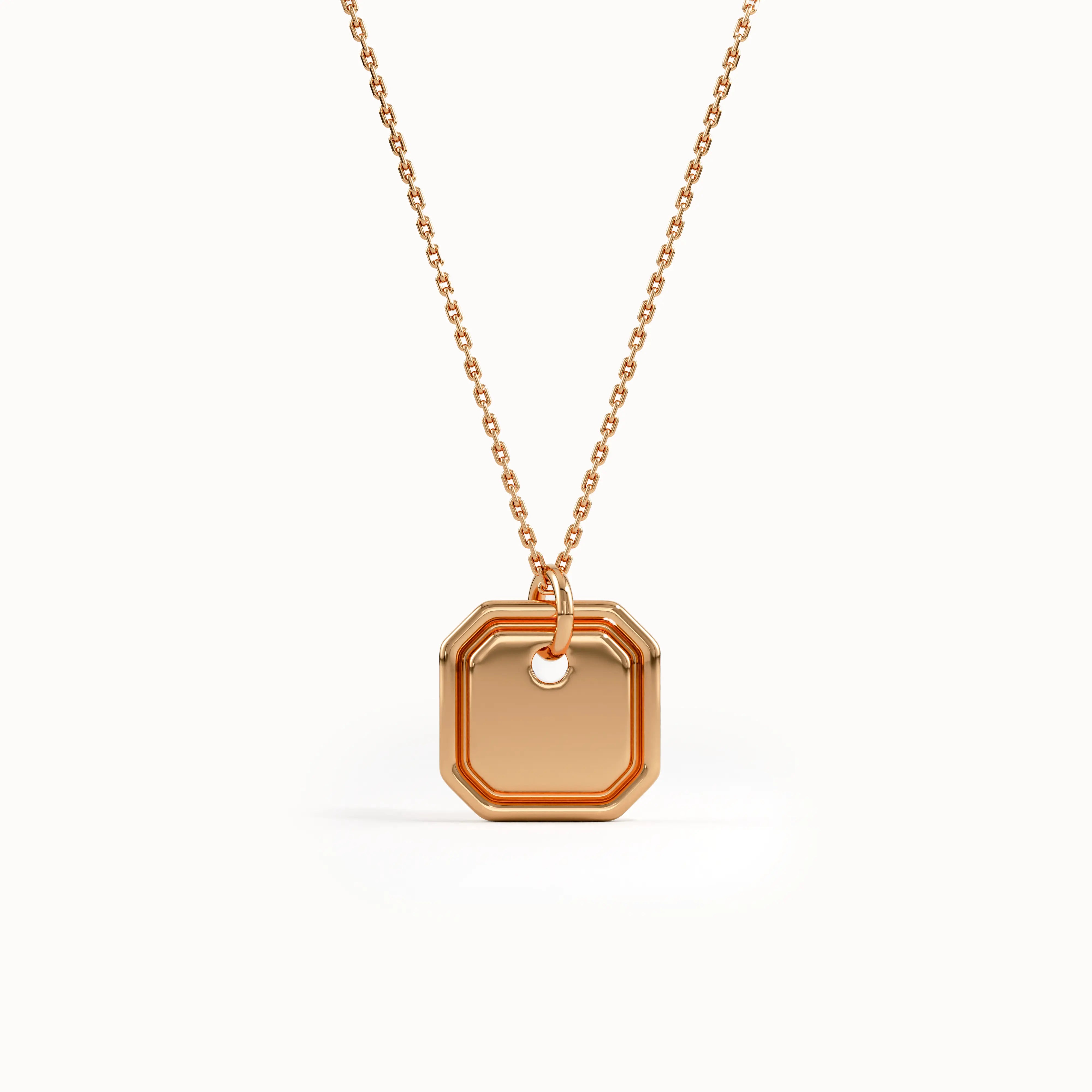Dainty Small Octagon Charm Pendant - BRENNMORE 