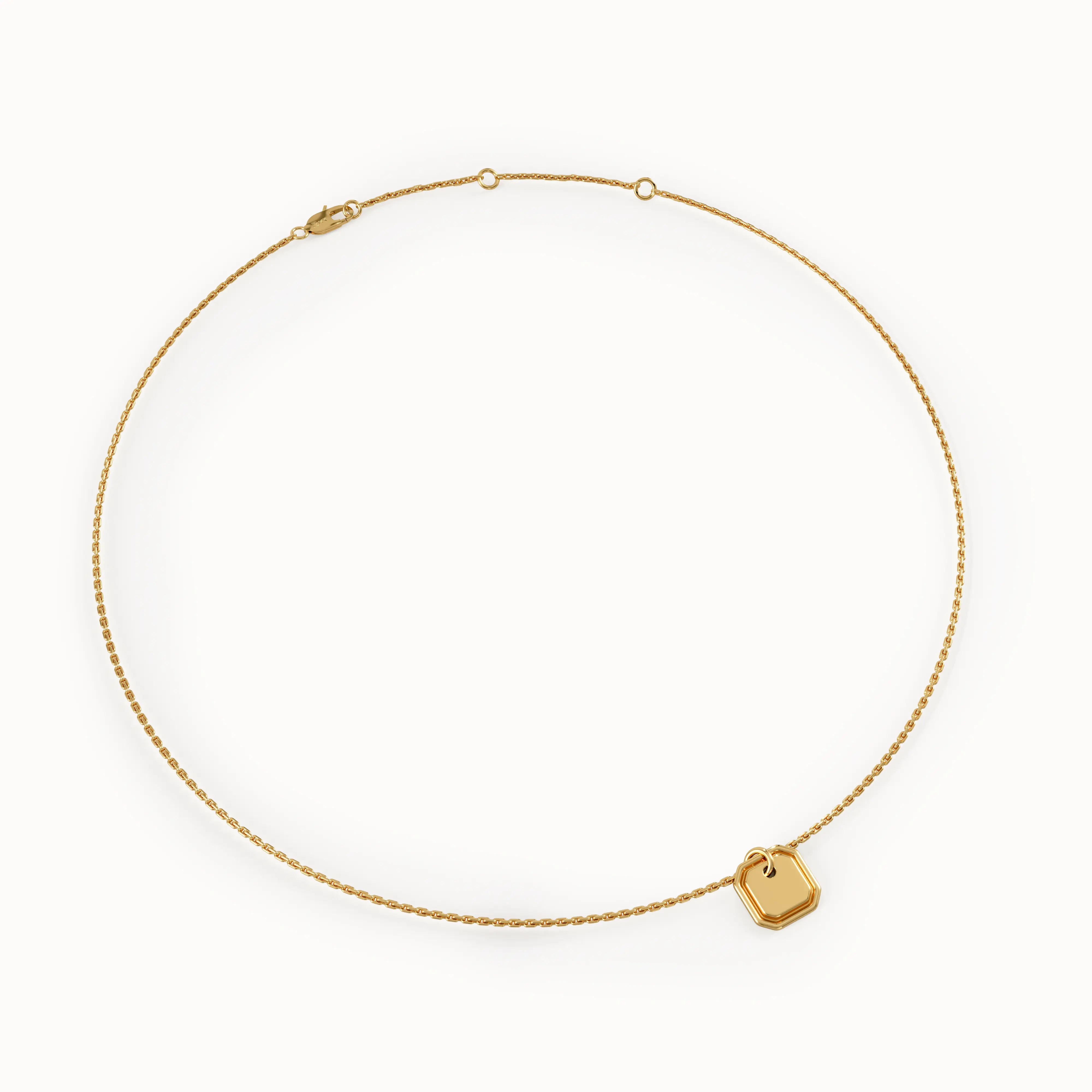 Dainty Small Octagon Charm Pendant - BRENNMORE 