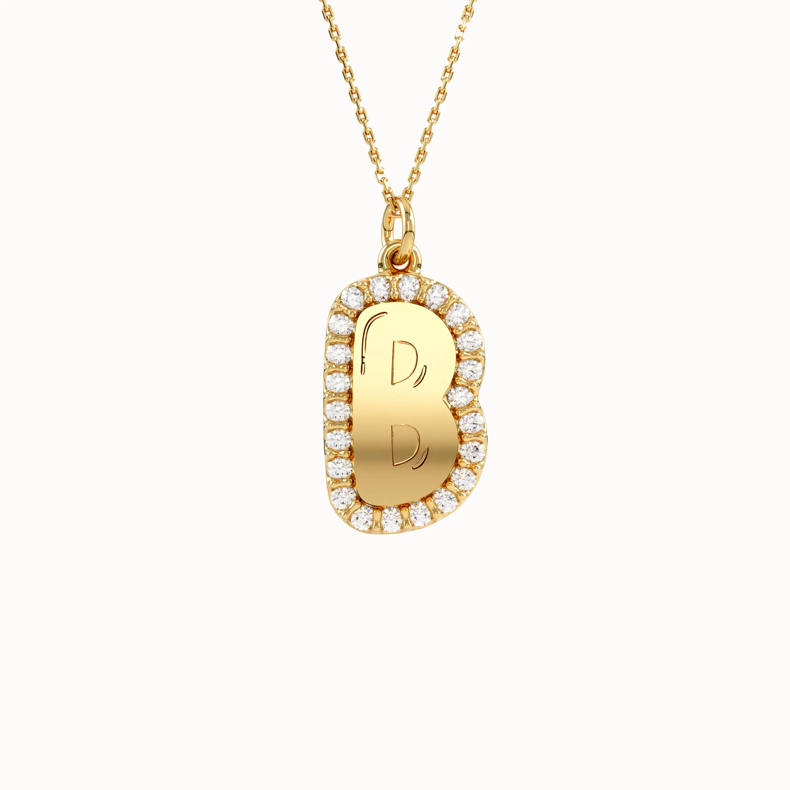 Bubble Initial Pendant Necklace in Gold - BRENNMORE 