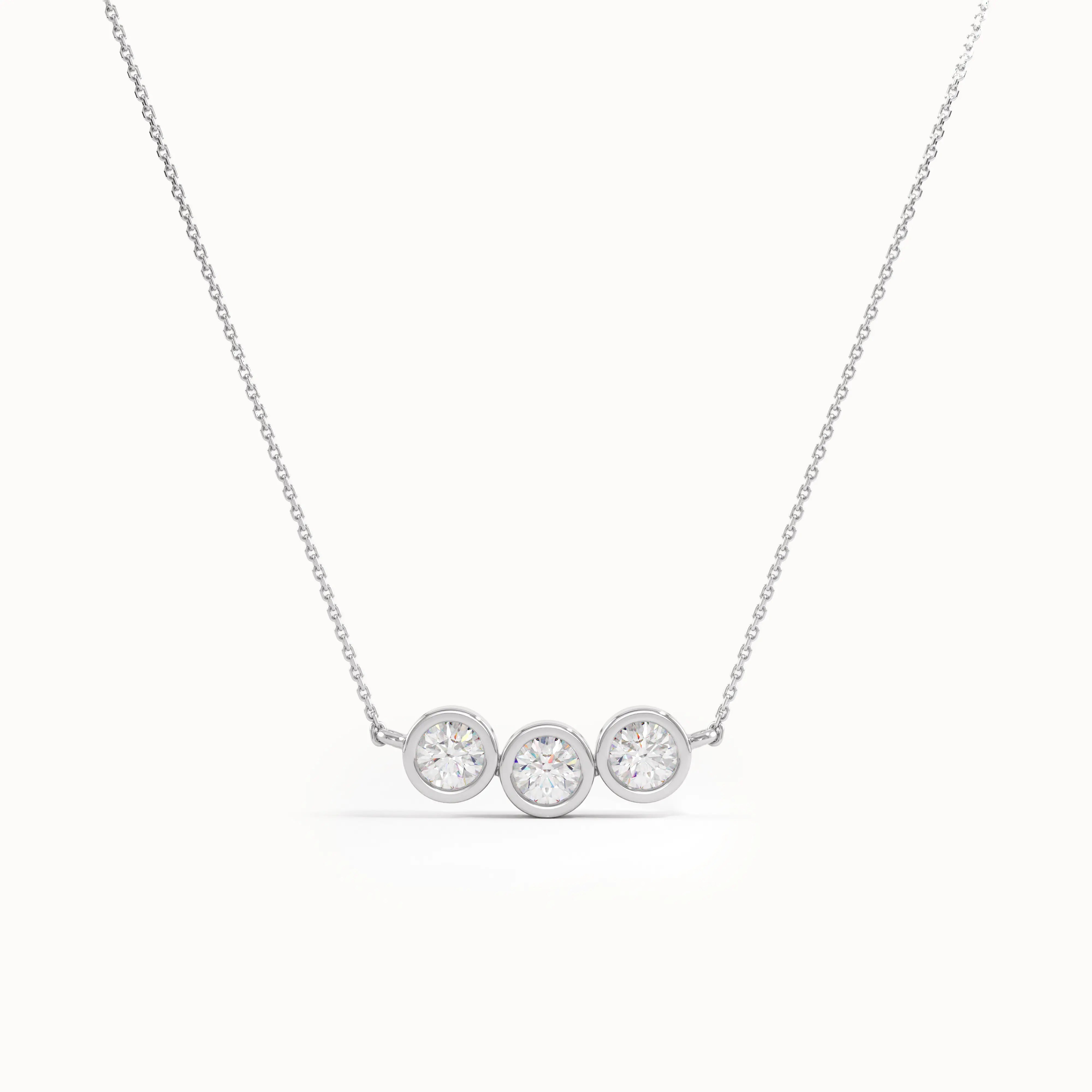 Trio Bezel Necklace in 14k Gold - BRENNMORE 