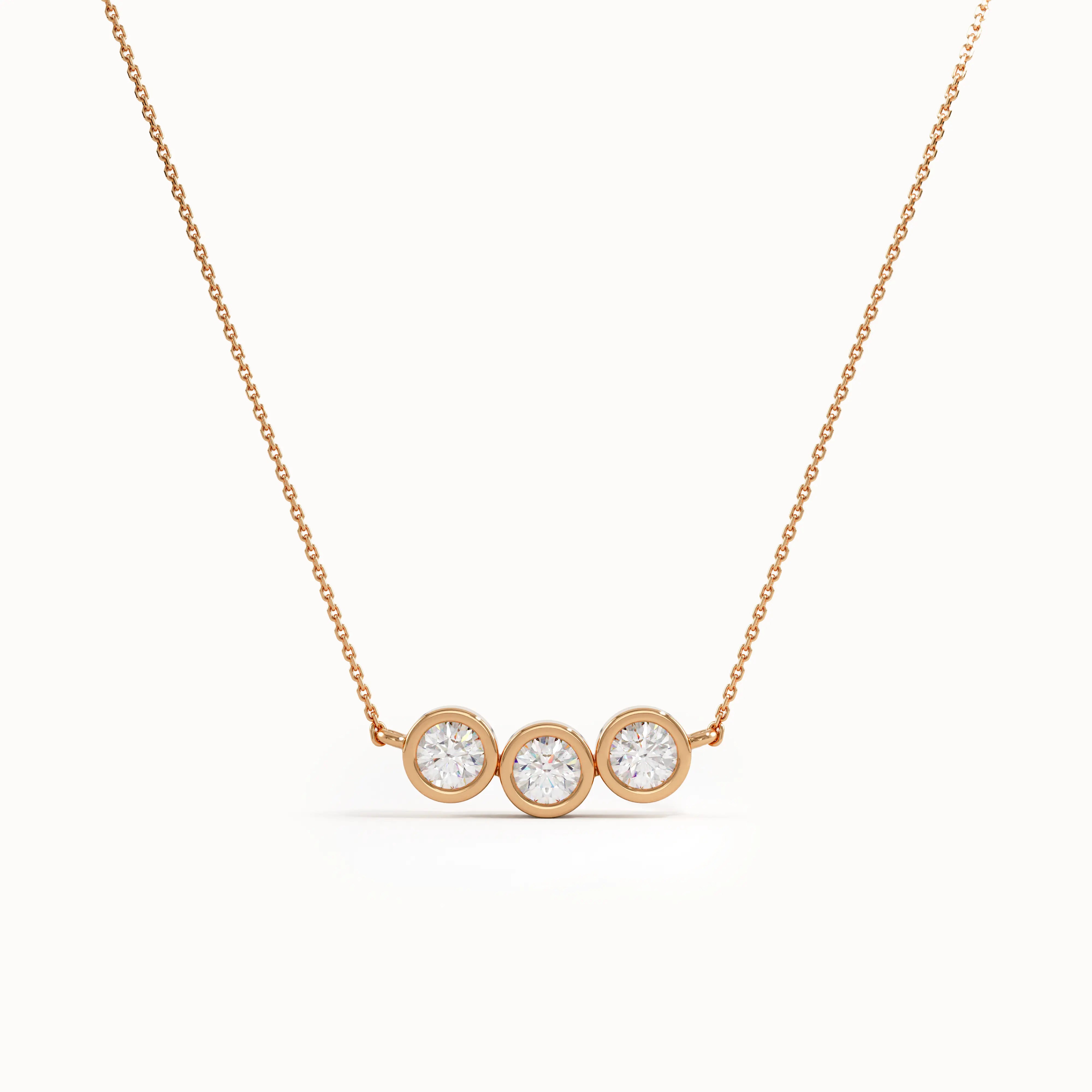 Trio Bezel Necklace in 14k Gold - BRENNMORE 