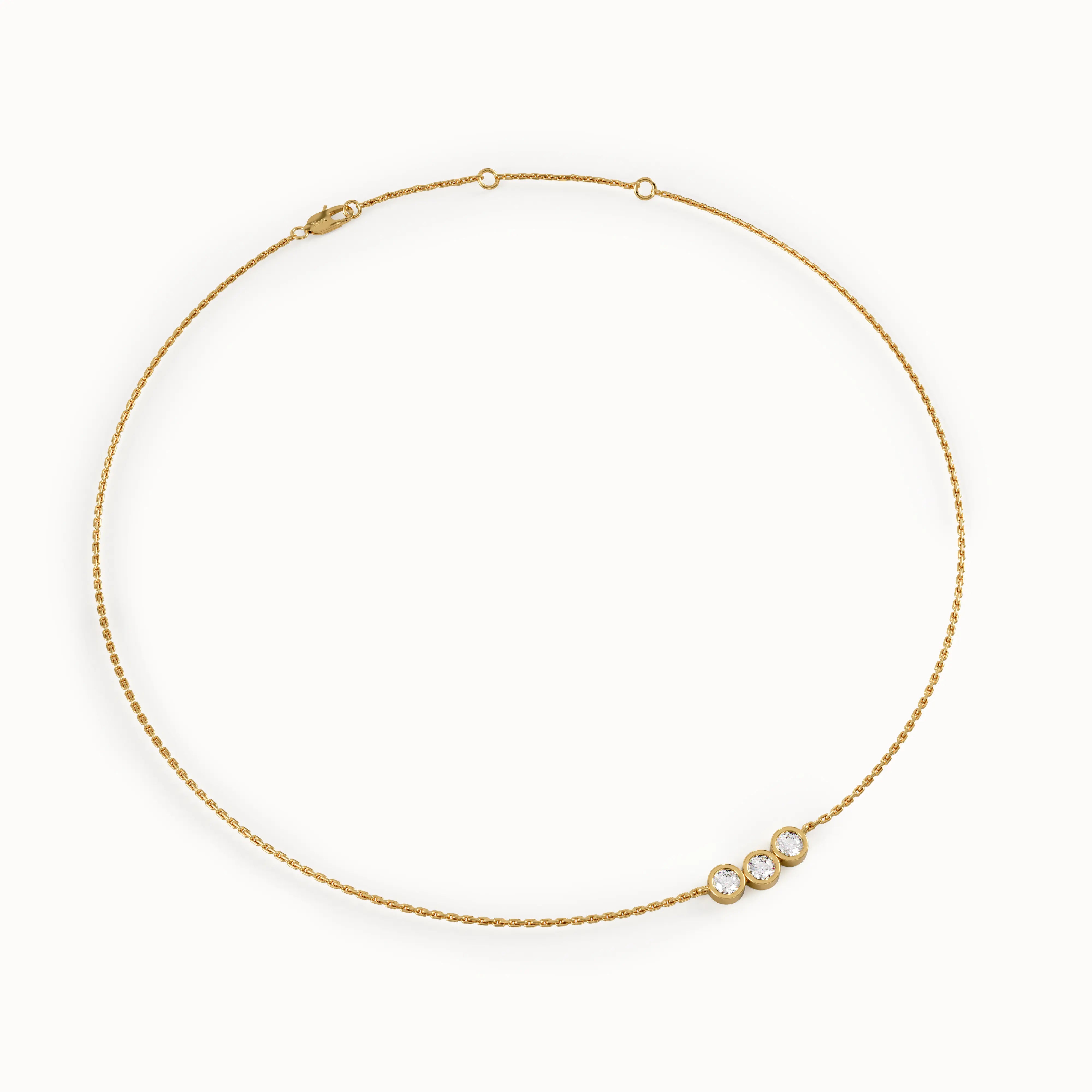 Trio Bezel Necklace in 14k Gold - BRENNMORE 