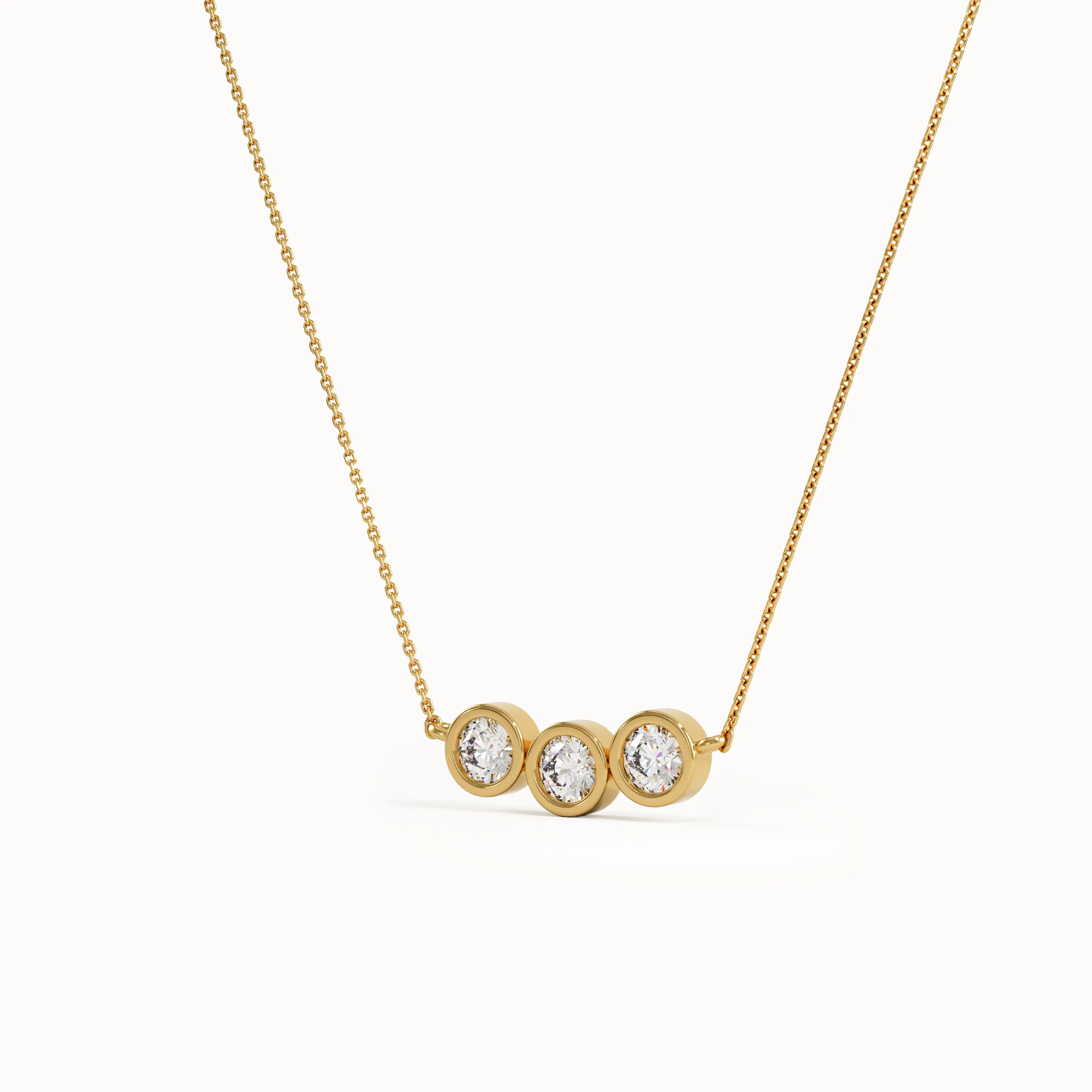 Trio Bezel Necklace in 14k Gold - BRENNMORE 