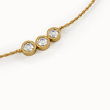 Trio Bezel Necklace in 14k Gold